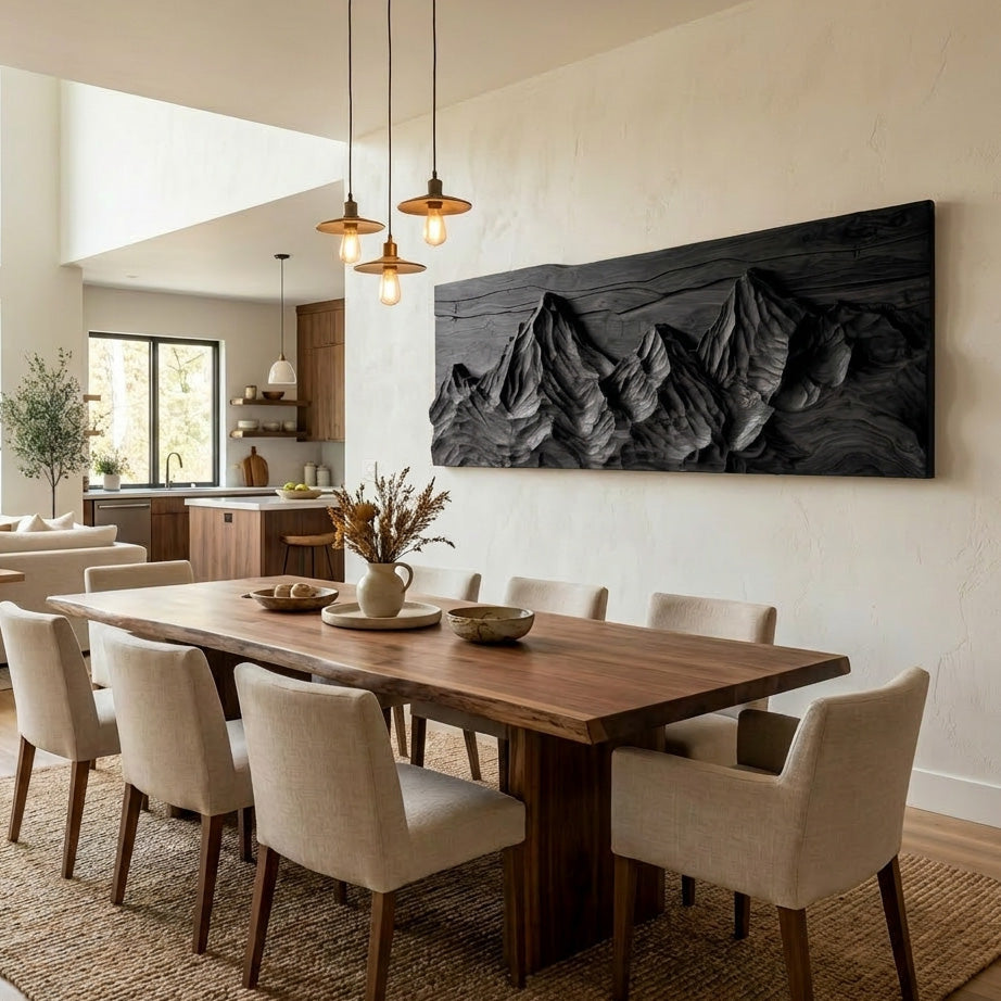 Contemporary Sculptural Wood Wall Art Mountain Design For Living Room RTTHHNWA173