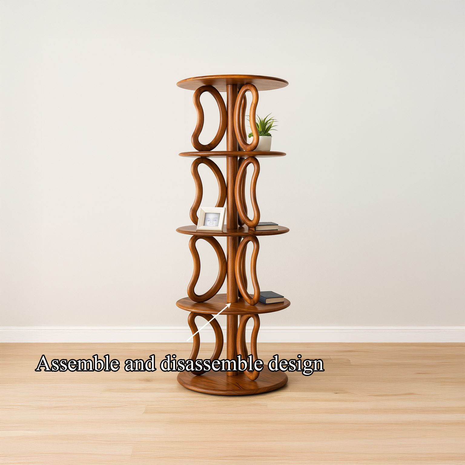 Rustic Round Bookshelf Living Room SINLSATT032