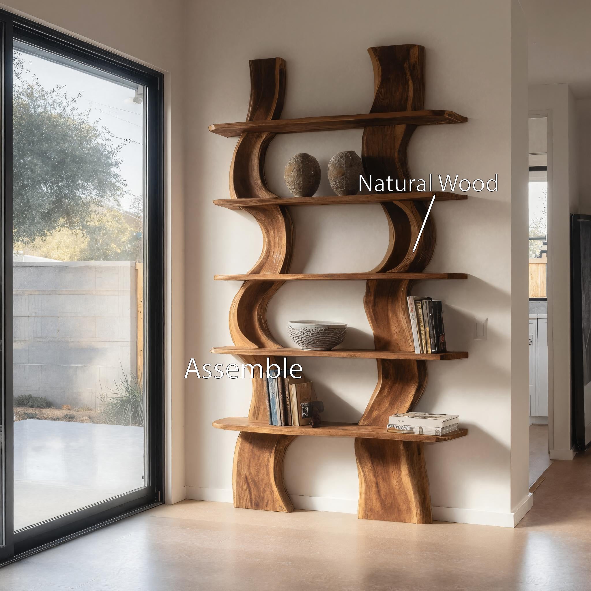 Organic Carved Shelf Storage Display For Home Office RTTHHNFL032