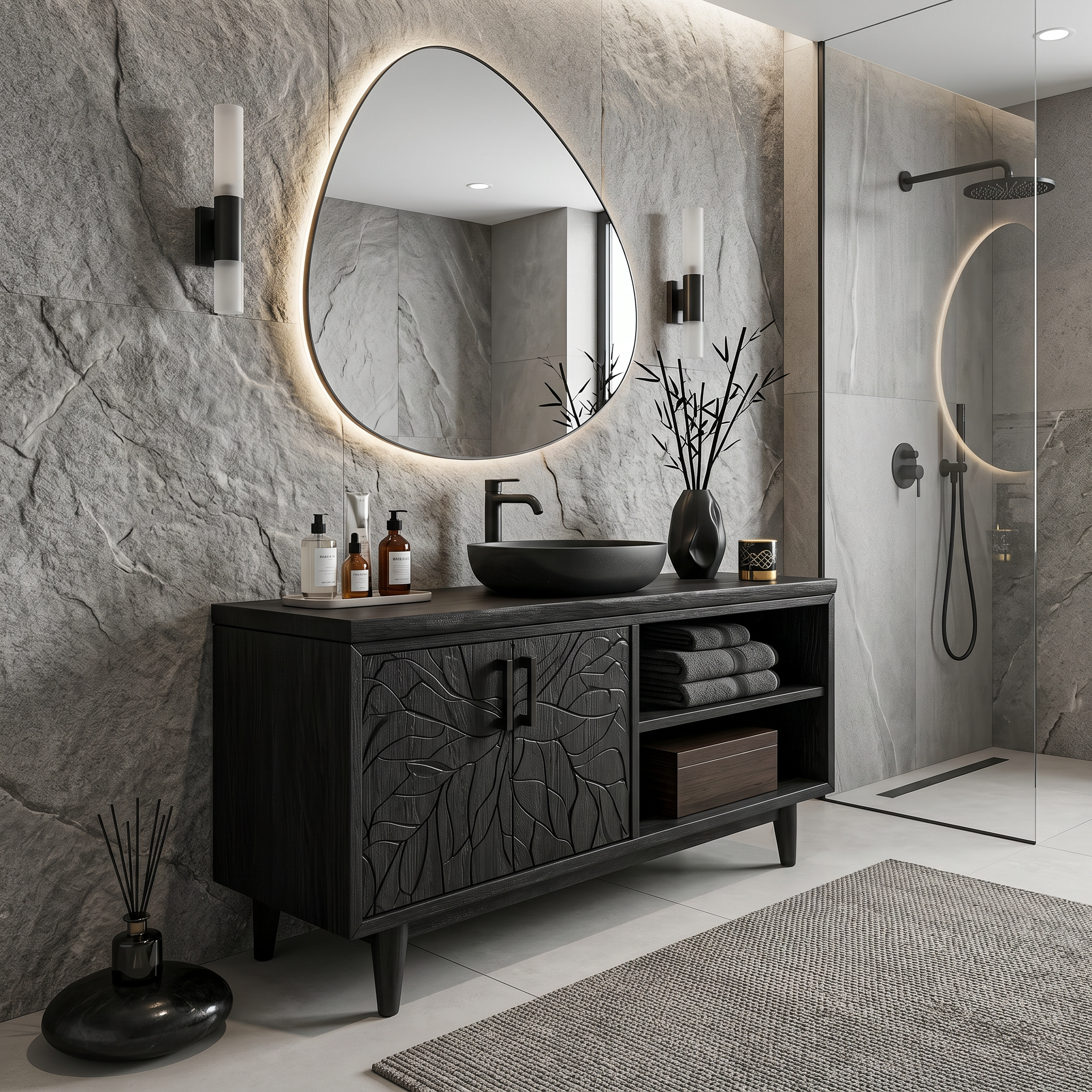Organic Wood Vanity Cabinet For Garden Bathroom SILDTTRBRV160
