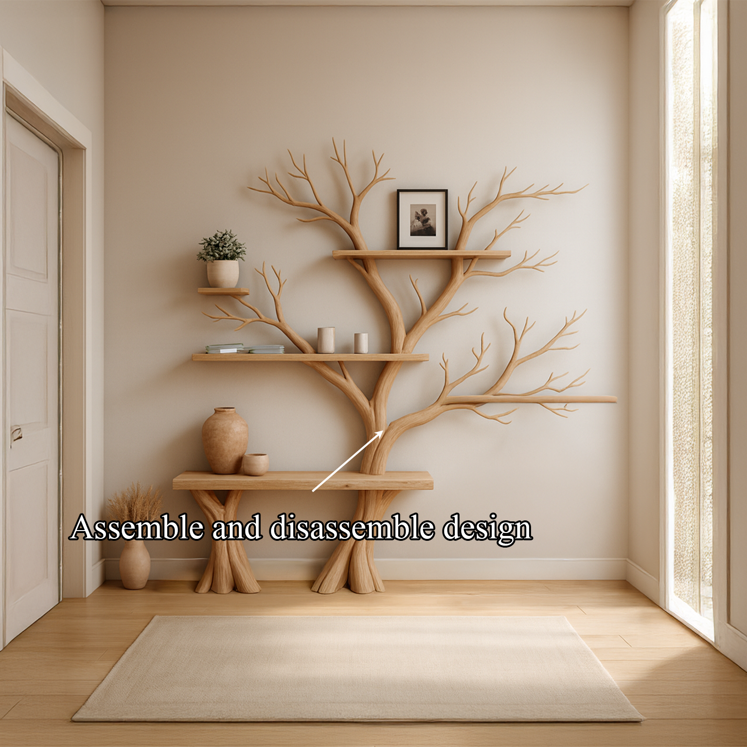 Rustic Artistic Tree Wall Bookcase Bedroom SINLSATB265