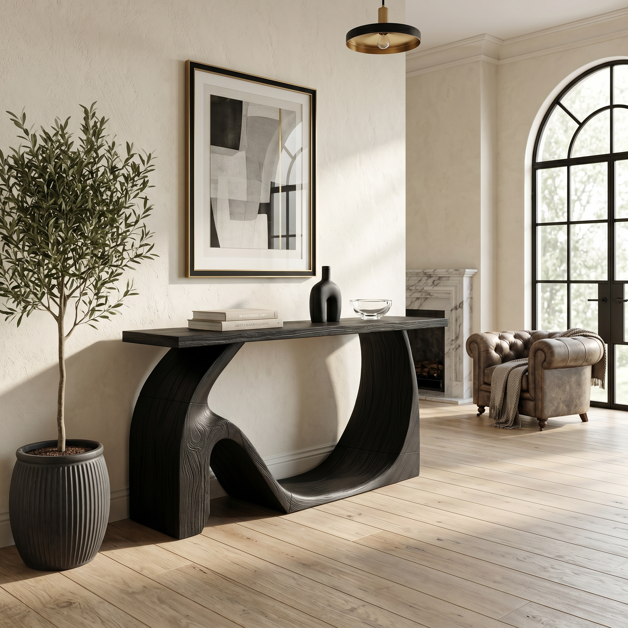 Modern Live Edge Console Table Artistic Solid Wood For Entryway Decor SILDTTNCS091