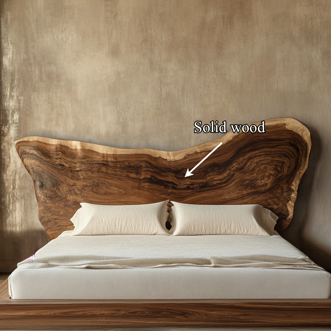 Rustic Live Edge Wooden Headboard Solid Wood Bedroom Interior Natural Statement SINLSADH014D