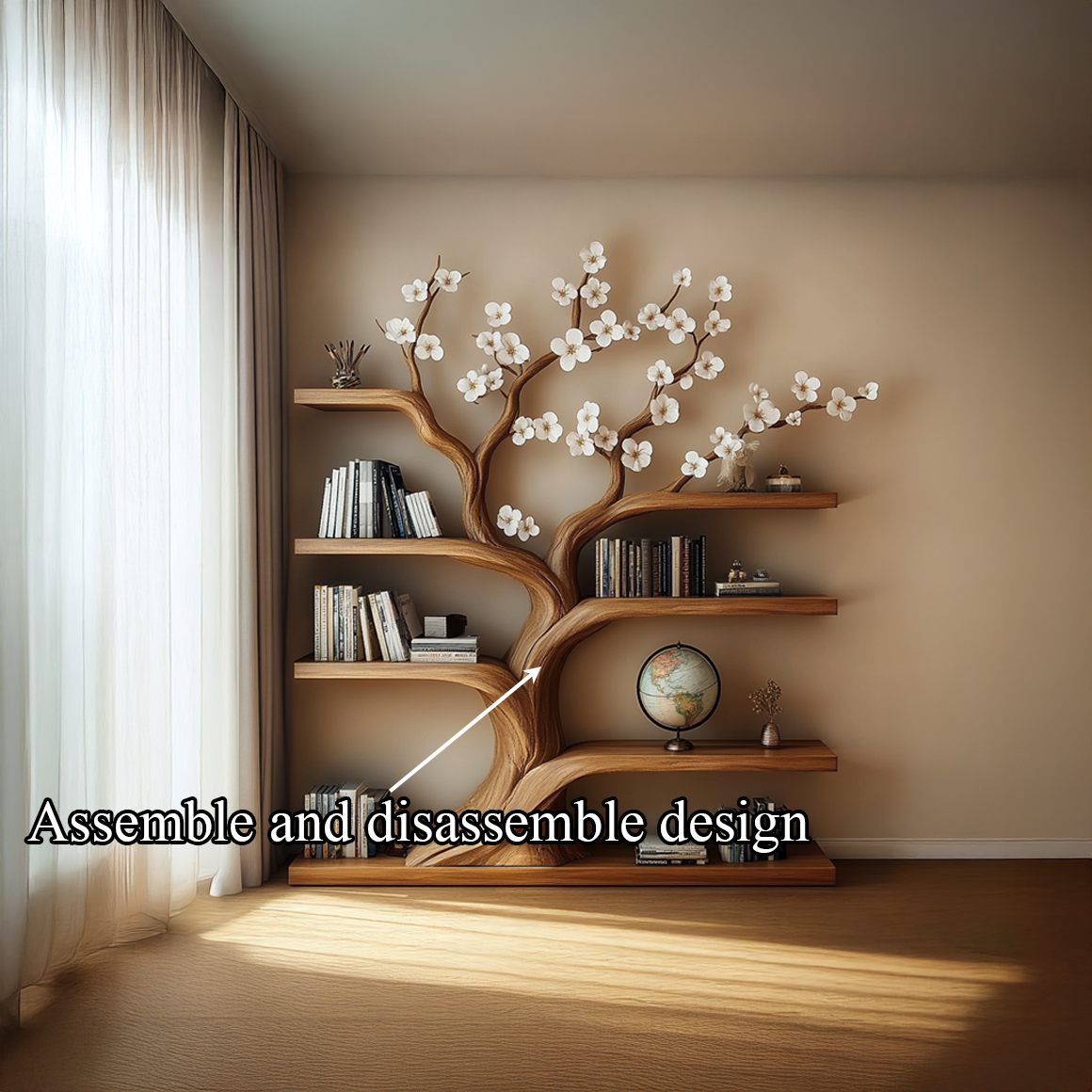 Rustic Tree Bookshelf Living Room Artistic Display SINLSATB314