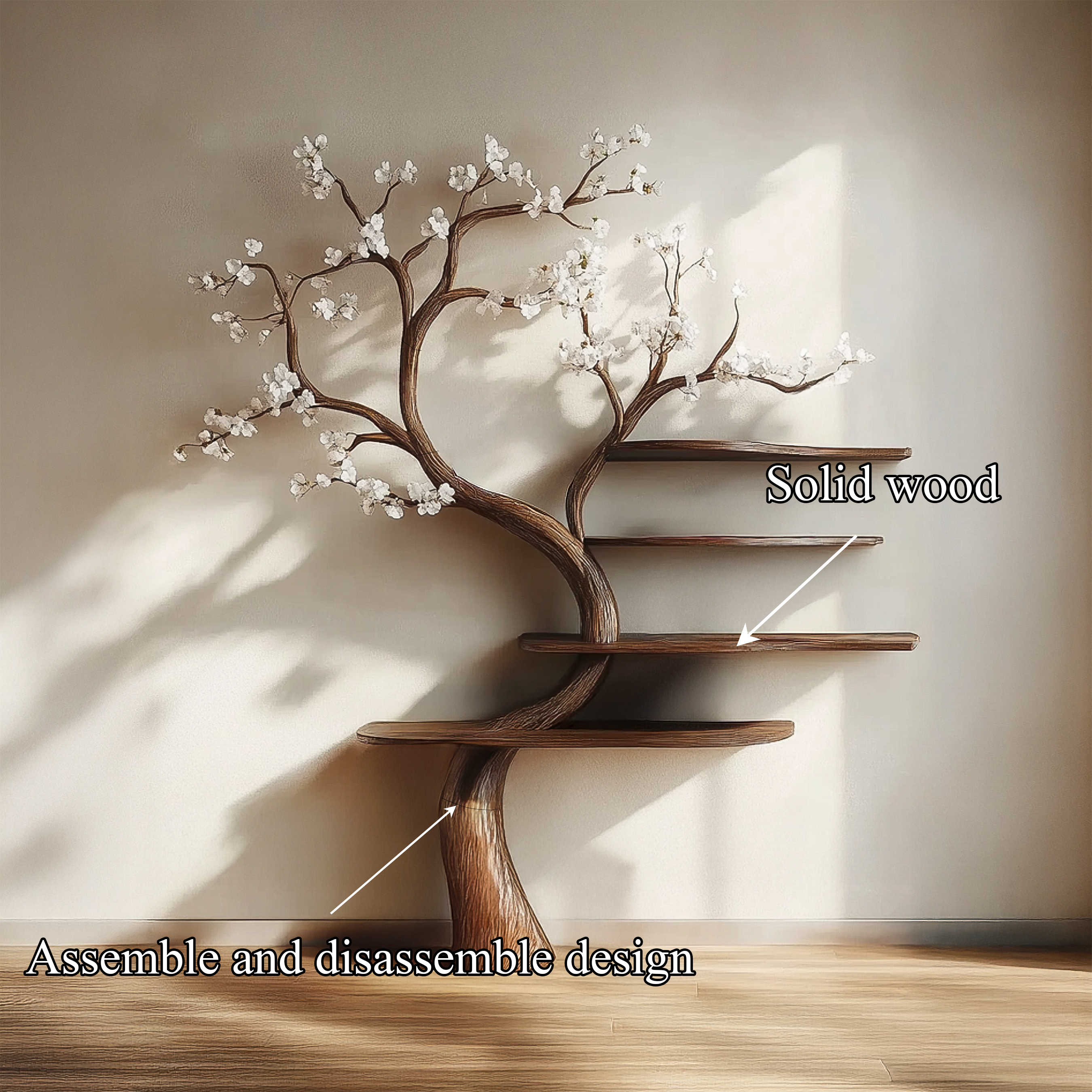 Rustic Natural Tree Bookshelf Living Room Interior Artistic Decor SINLSATB585