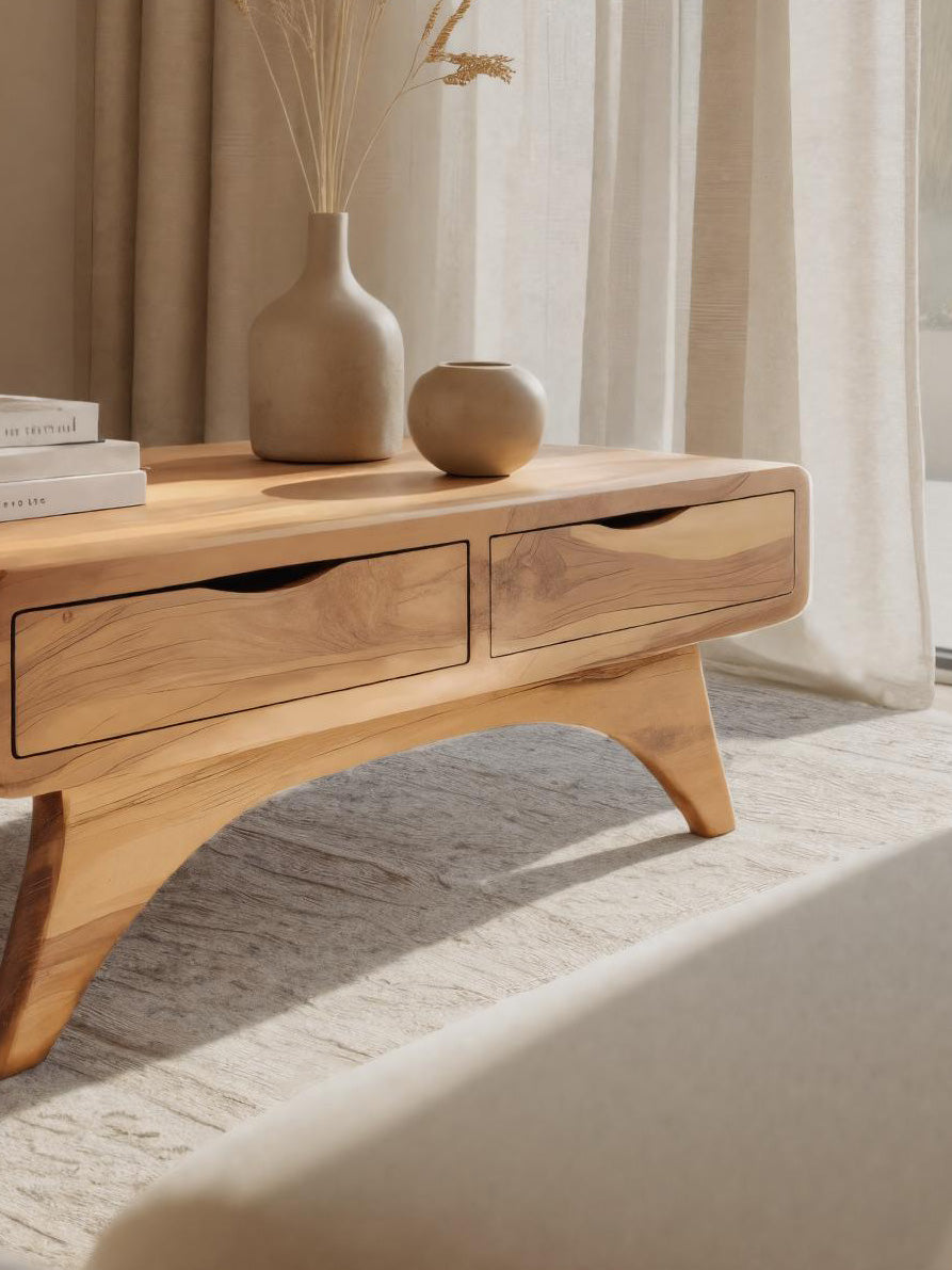 Handcrafted Coffee Table With Drawers For Living Room SITHHNCF012