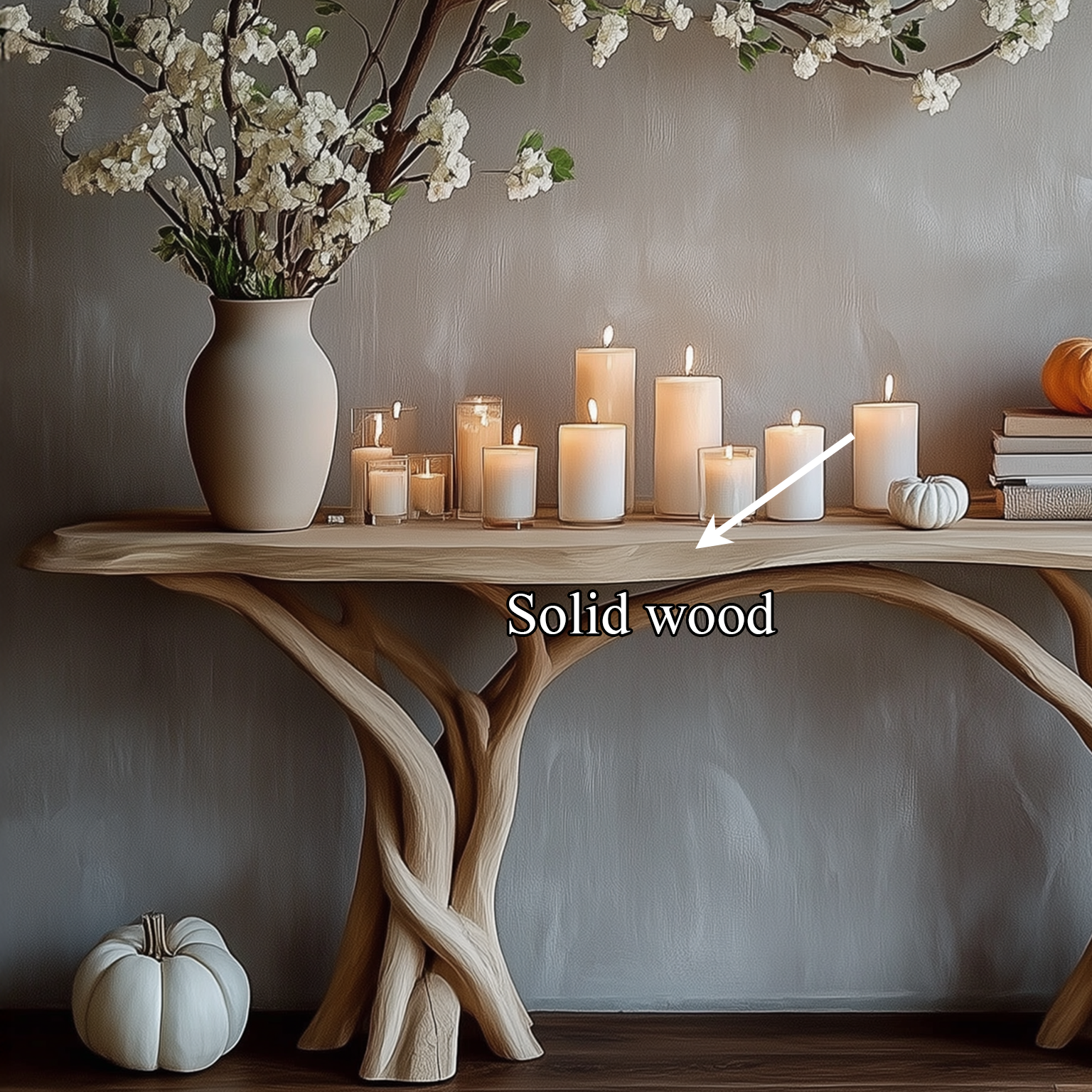 Driftwood Console Table Live Edge Rustic Wood Art Gift SINLSACS086