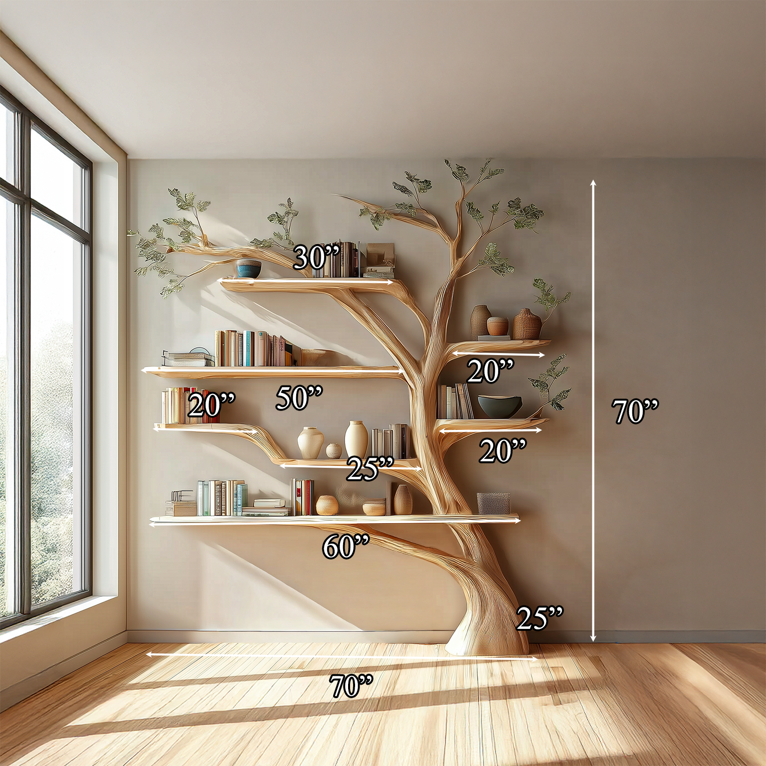Rustic Book Tree Shelf Home Office SINLSATB231