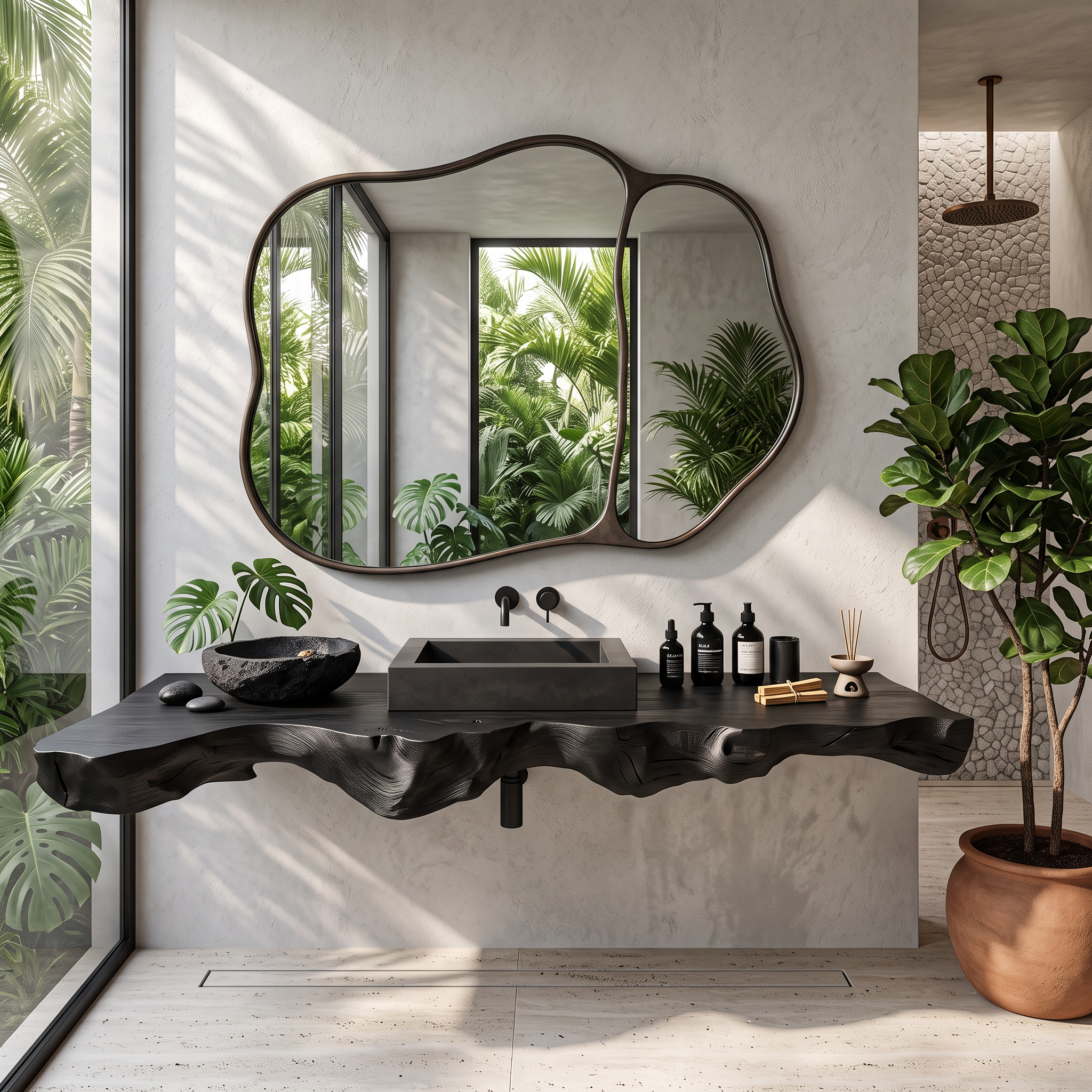 Live Edge Solid Wood Vanity For Rustic Bathroom SILDTTRBAS024
