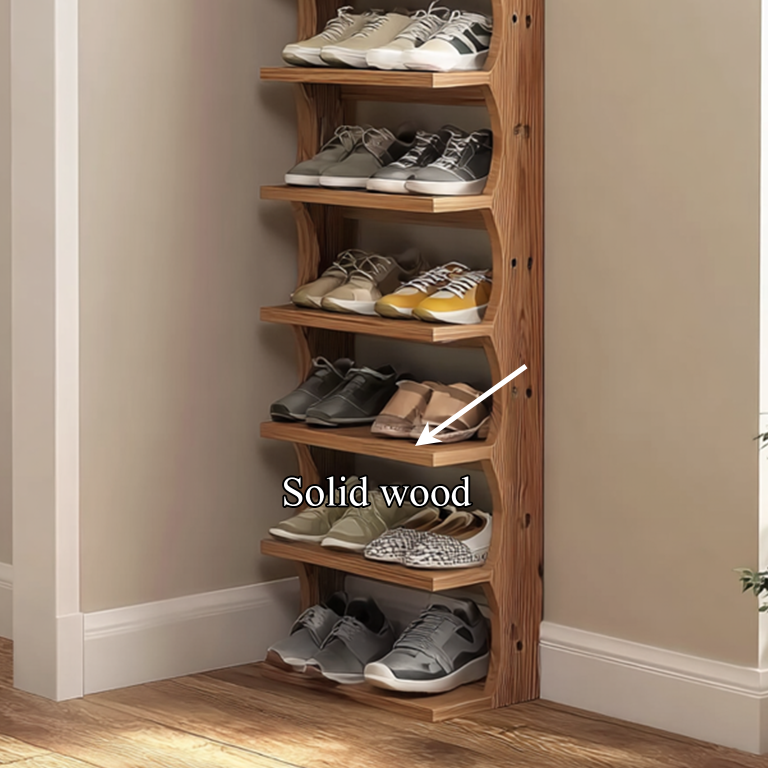 Rustic Shoe Rack Solid Wood Handmade Decor Home Gitf SINLSASB027