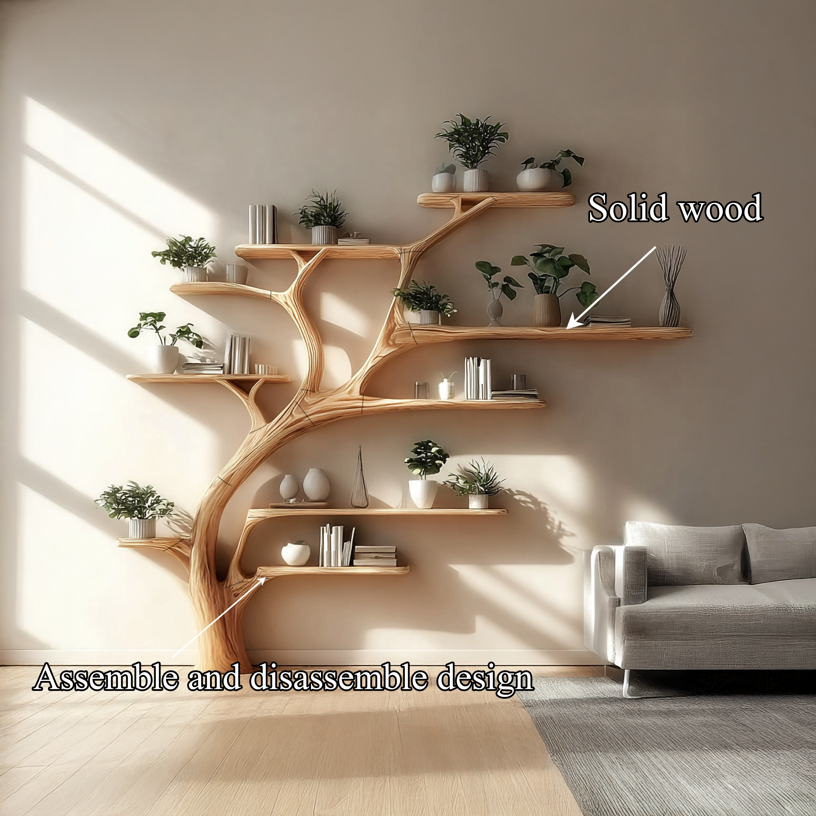 Midcentury Tree Bookshelf Bedroom Entry SINLSATB211