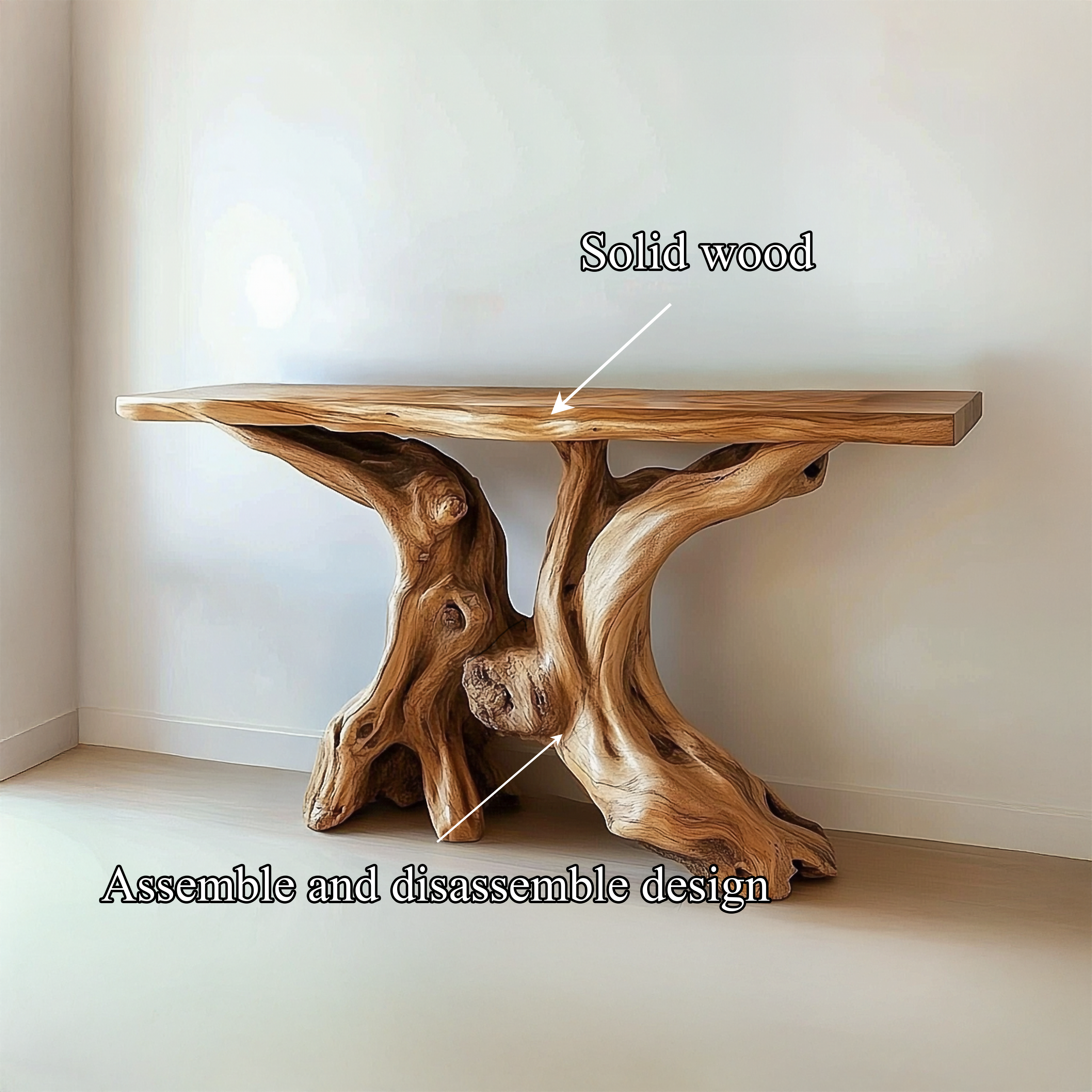 Mid Century Organic Wood Console Table Entryway SINLSACS433