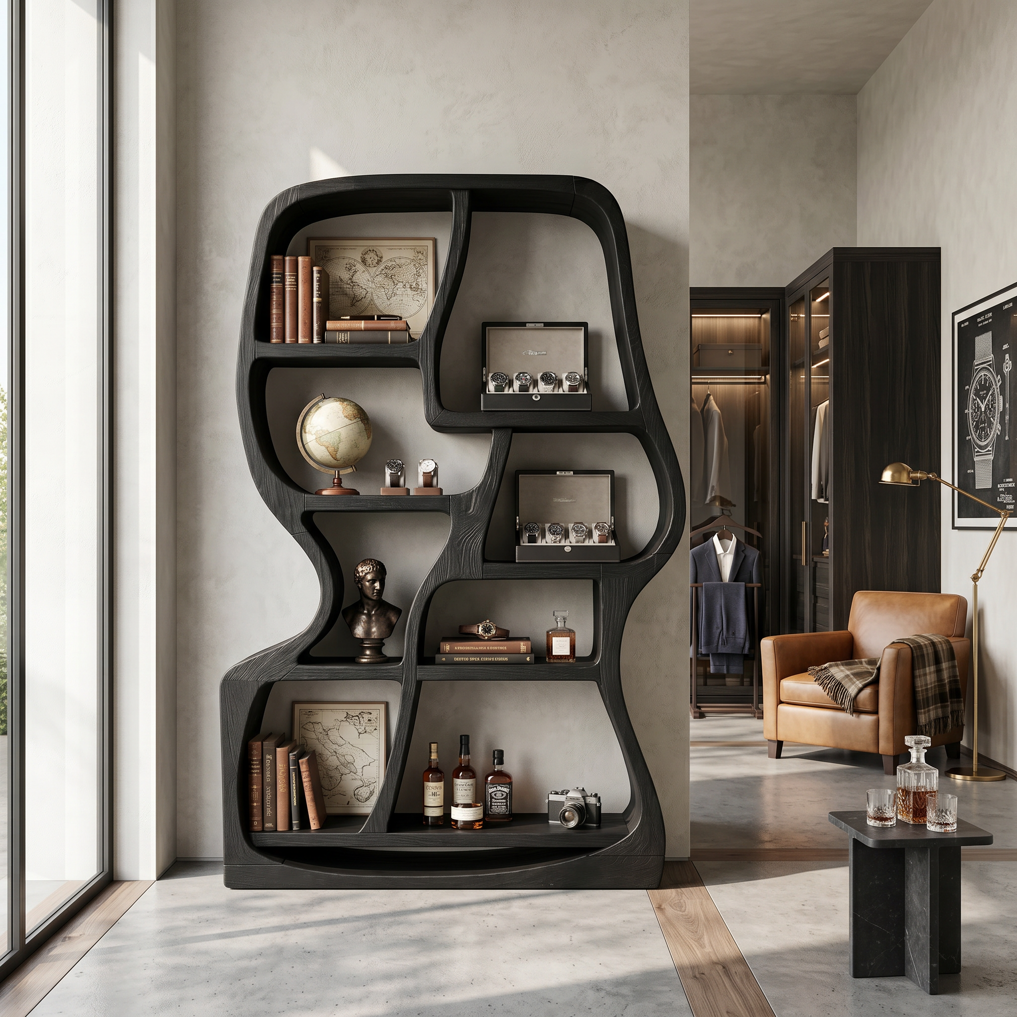 Modern Sculptural Bookshelf For Home Library Display SILDTTNBS037