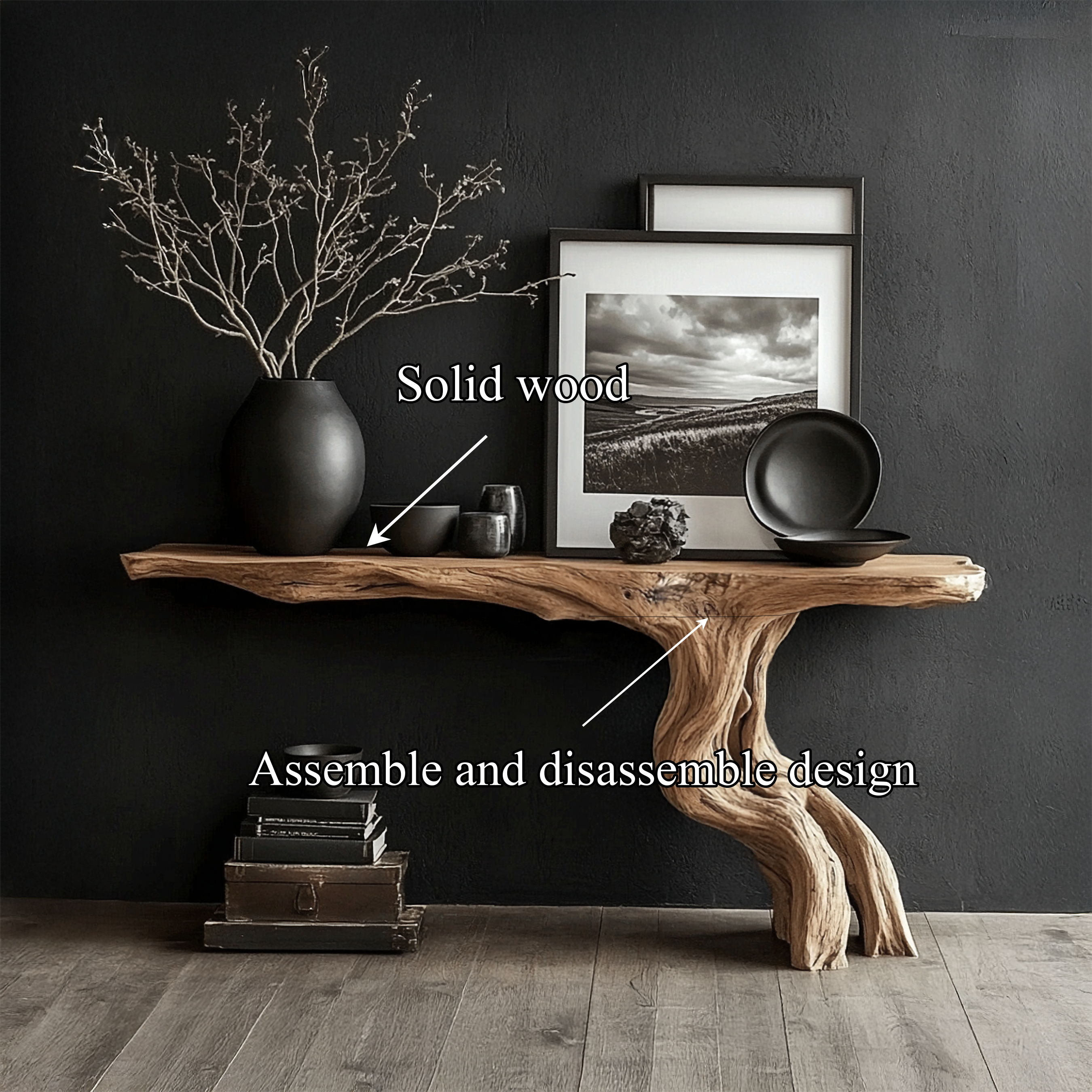 Rustic Console Table Driftwood Live Edge Natural Wood Gift SINLSACS090