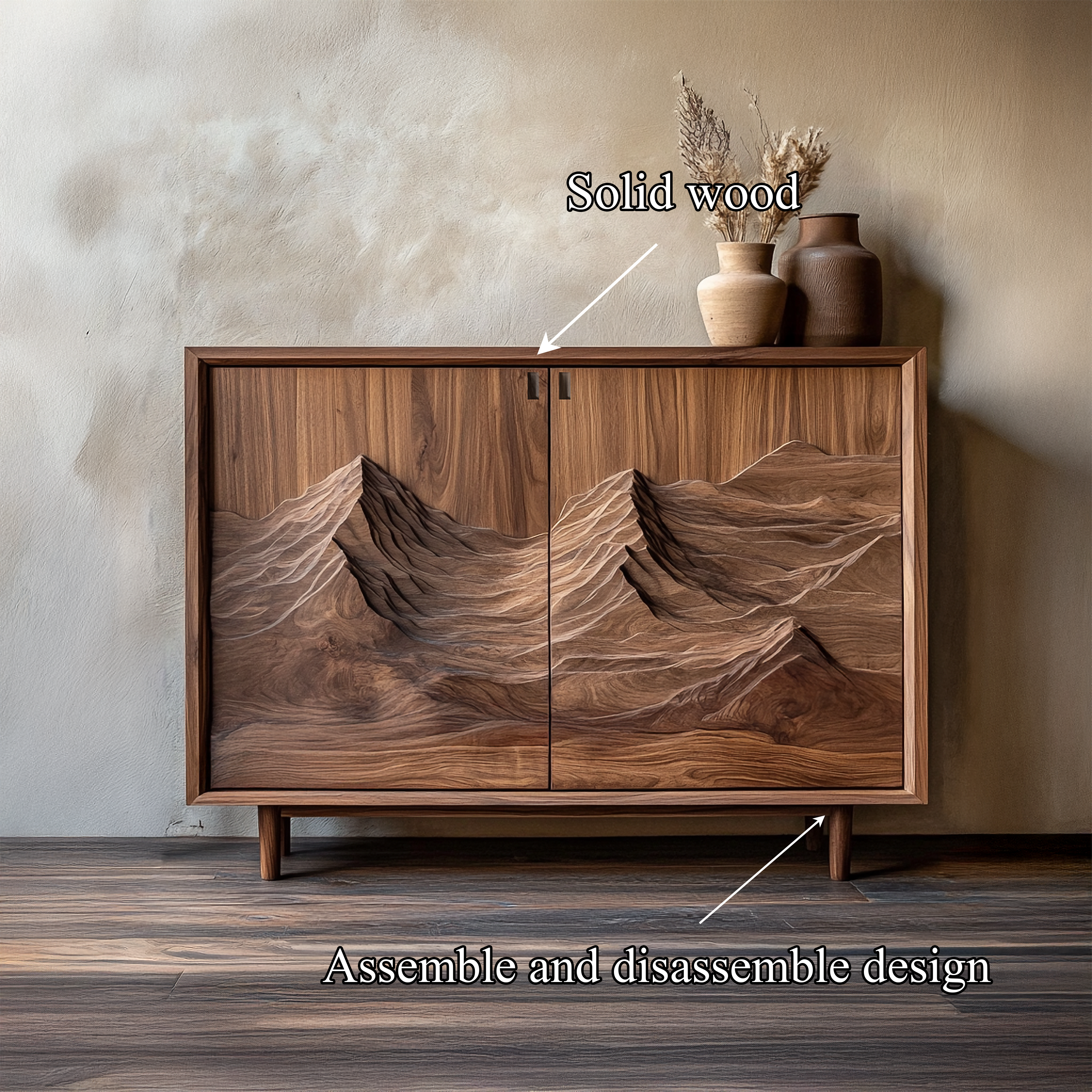 Rustic Sculptural Artistic Cabinet For Living Room And Interior Space SINLSASC352