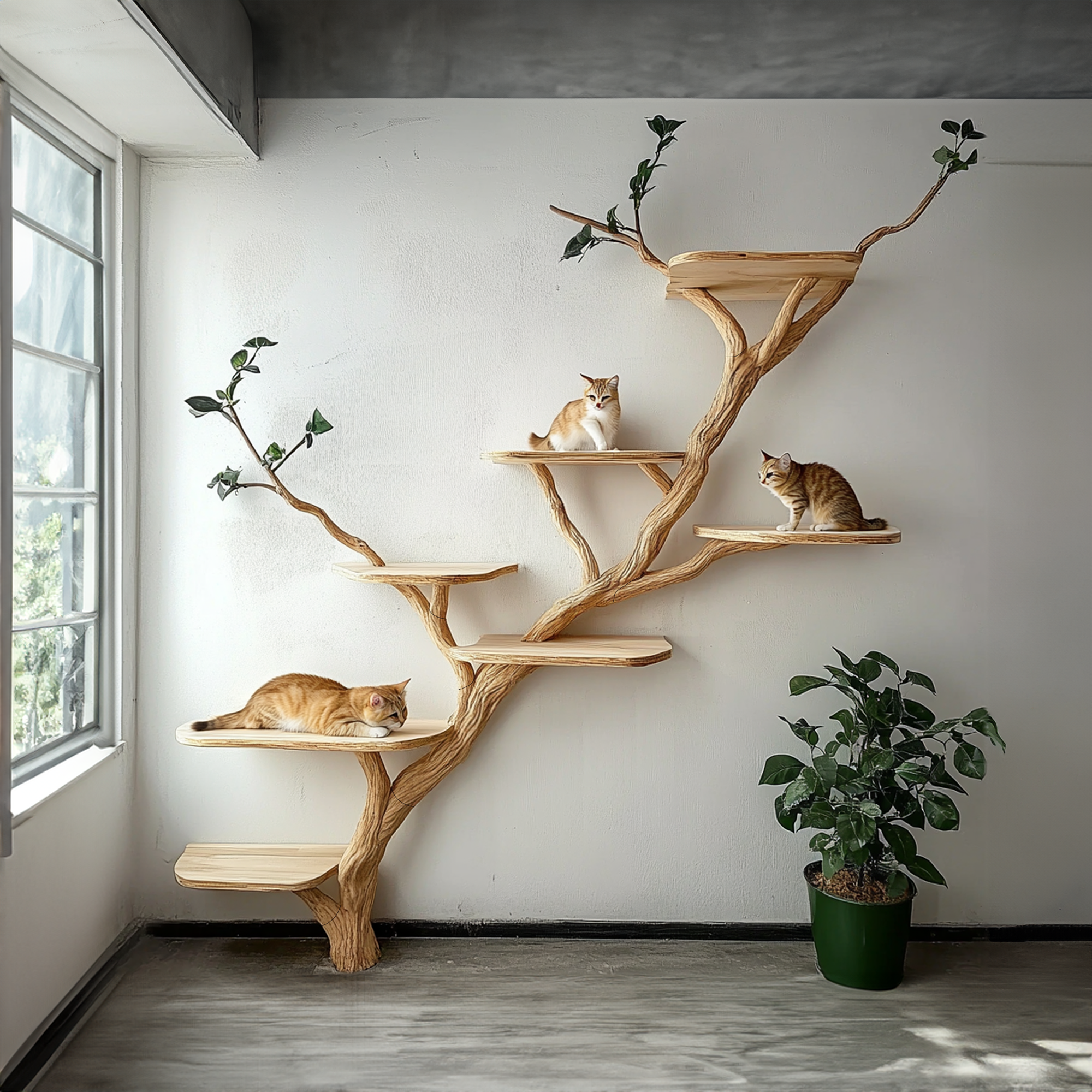 Wood Cat Tree Cat Tower House Stylish Gift For Cat SINLTT009