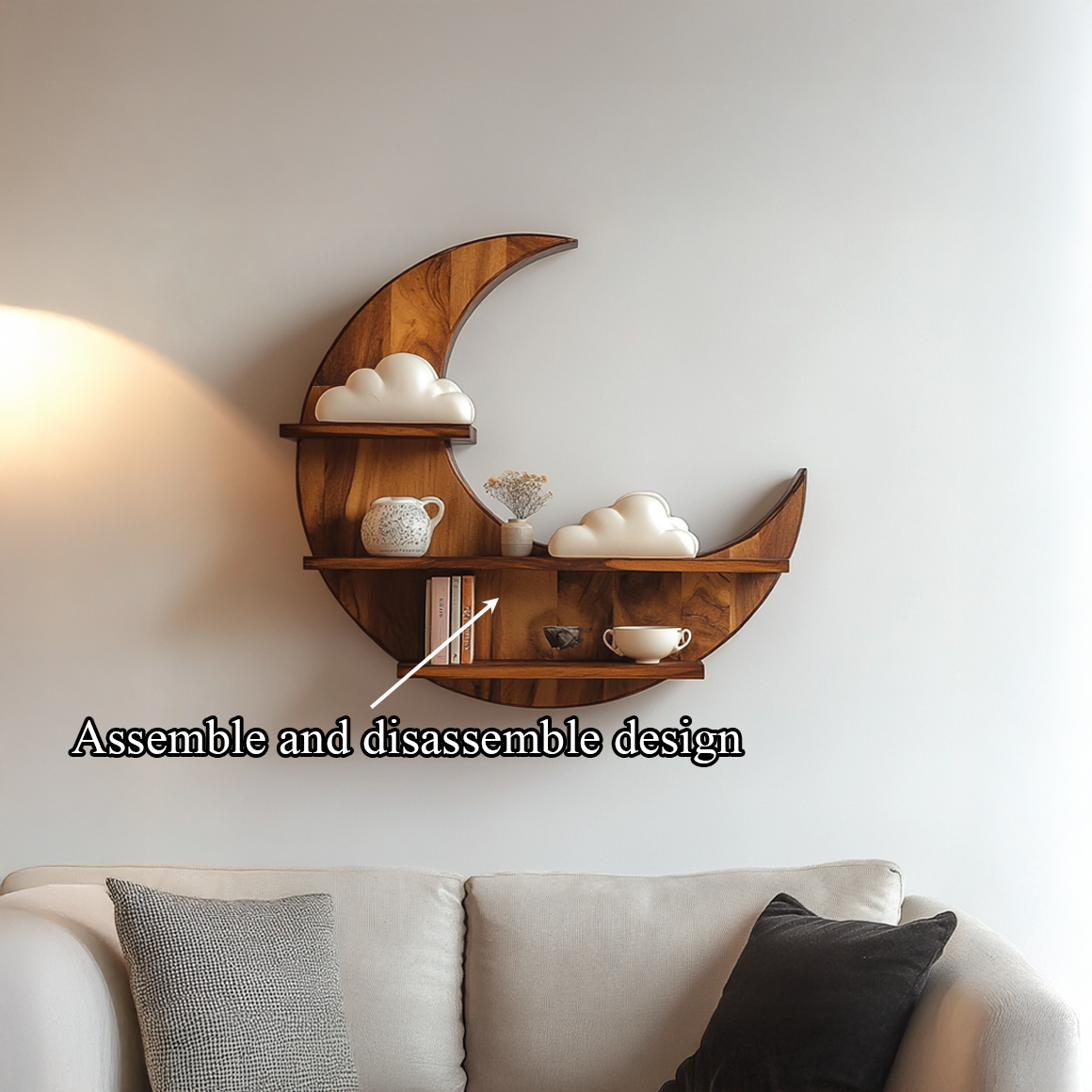 Celestial Moon Wall Shelf For Bedroom And Nursery SINLSAFL287