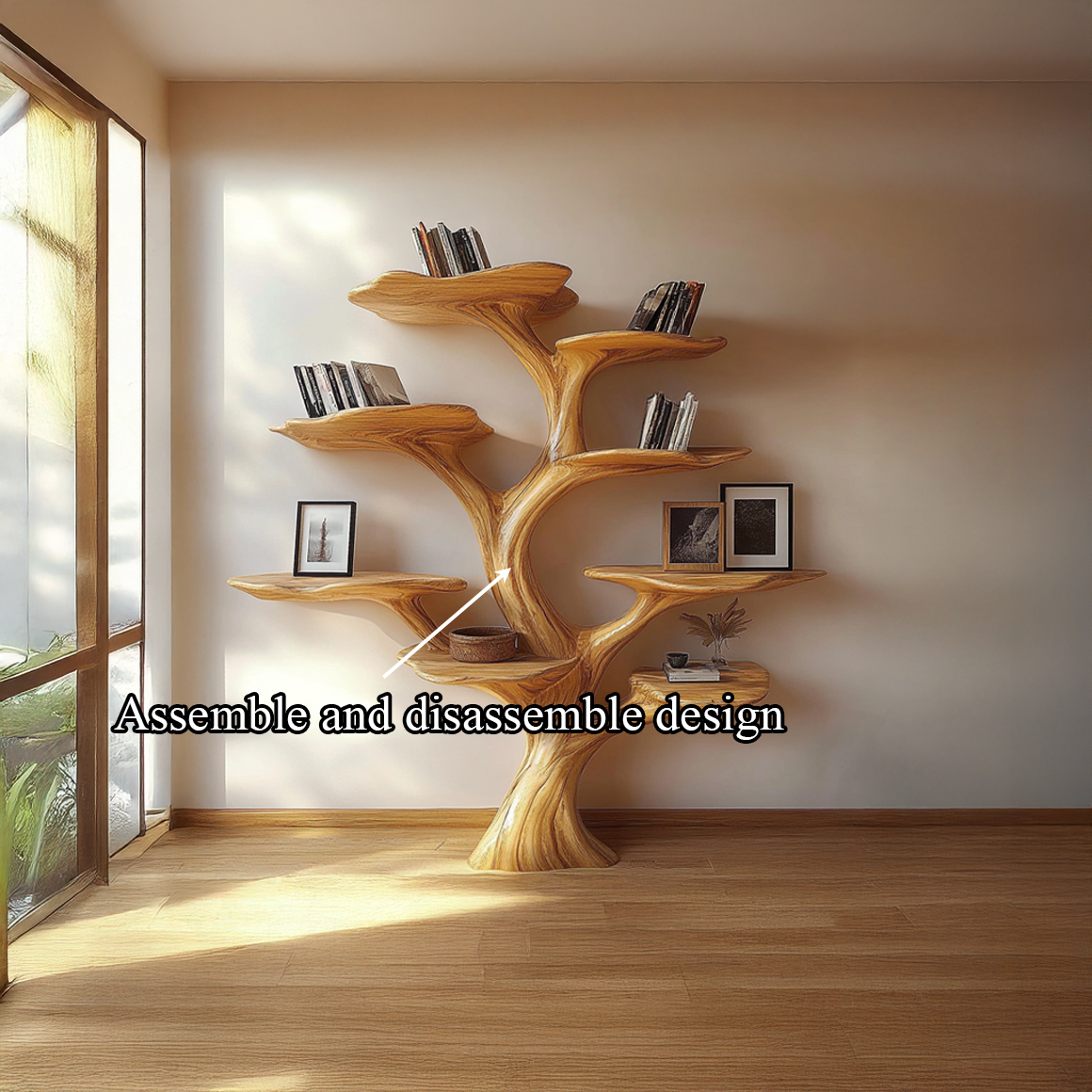 Rustic Mushroom Shaped Tree Bookshelf Living Room Office SINLSATB453