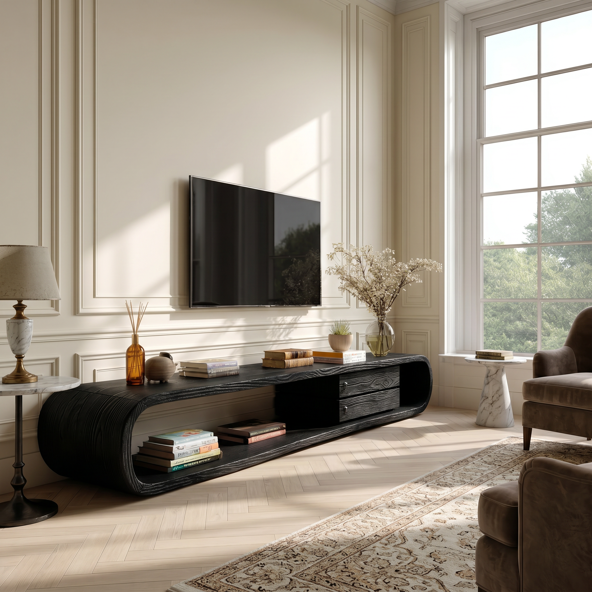 Luxury Monkeypod Media Console For Modern Interior SILDTTRTVC070