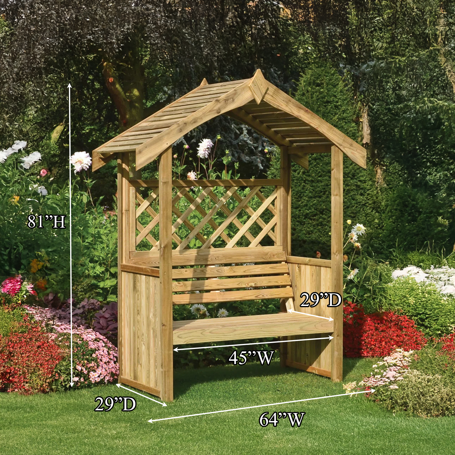 Garden Arbour Bench Rustic Wooden Vintage Gift SINLSAGB001