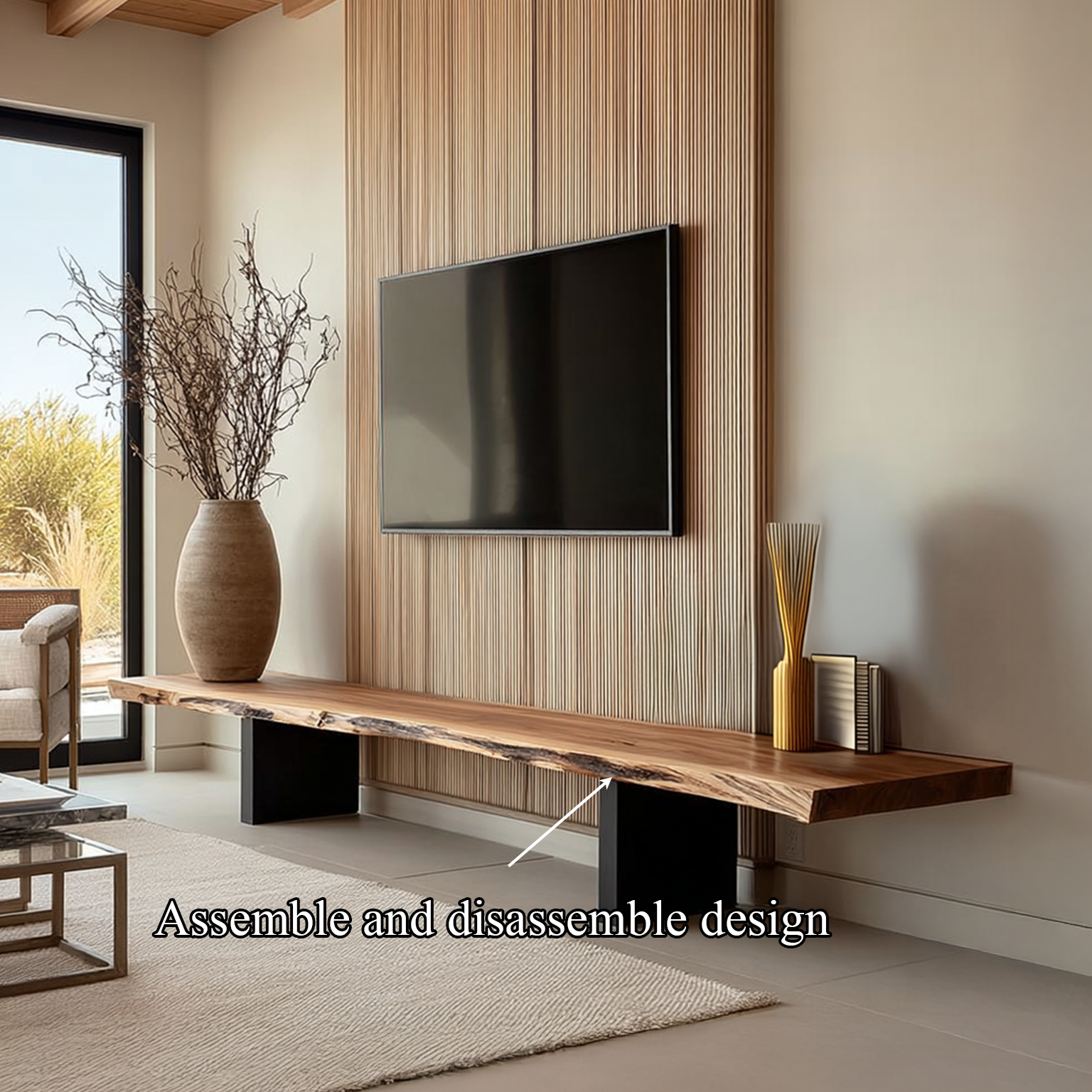 MidCentury TV Console Live Edge Living Room SINLSACS111