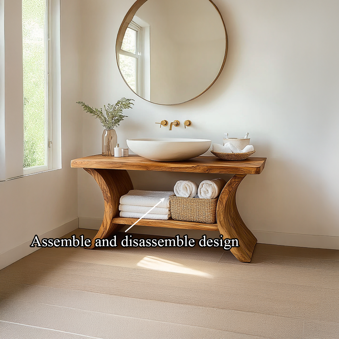 Rustic Wood Bathroom Vanity Table Cozy Bathroom Interior SINLSABRV200