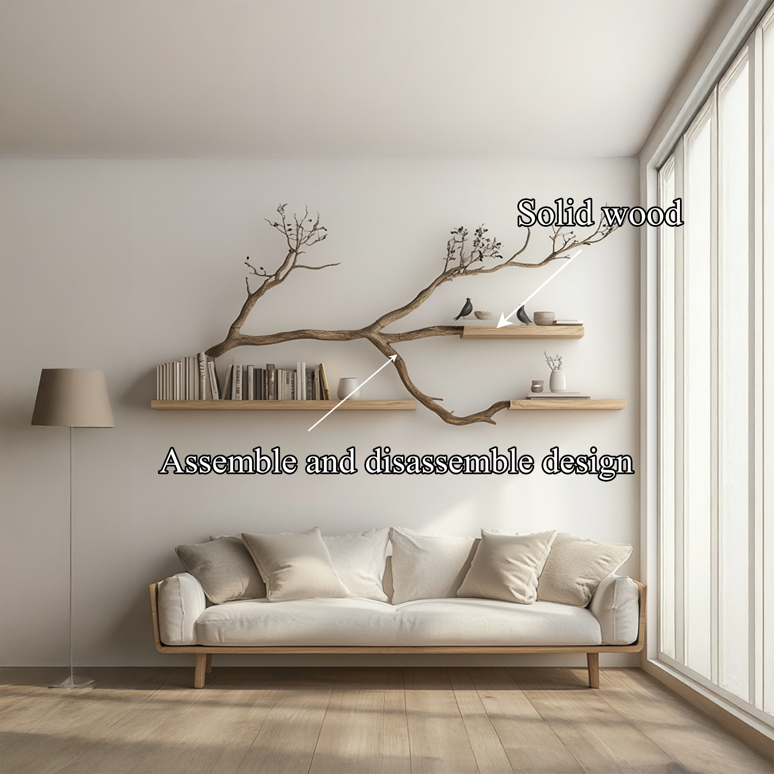 Rustic Organic Branch Shelf Modern Living Or Dining Room SINLSATBS047