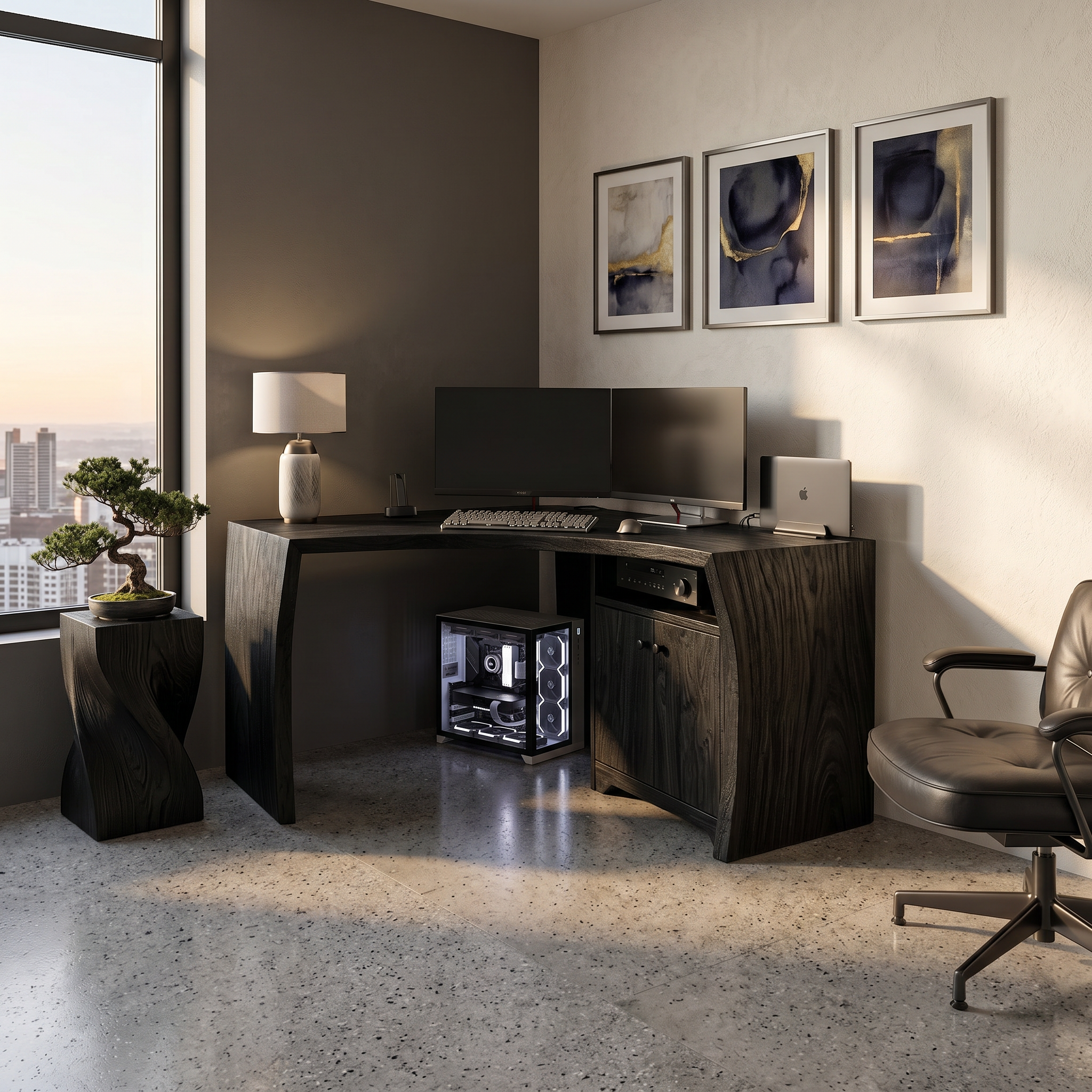 Modern Corner Desk With Cabinet Storage For Home Office SILDTTRDE011