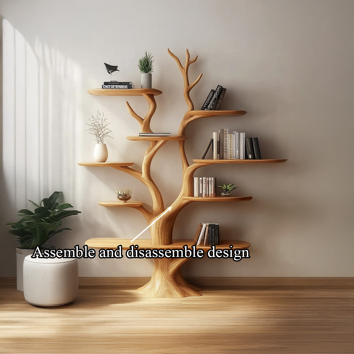 Handmade Walnut Wood Bookshelf Tree Shelf Living Room Decor Family Gift SINLSATB502