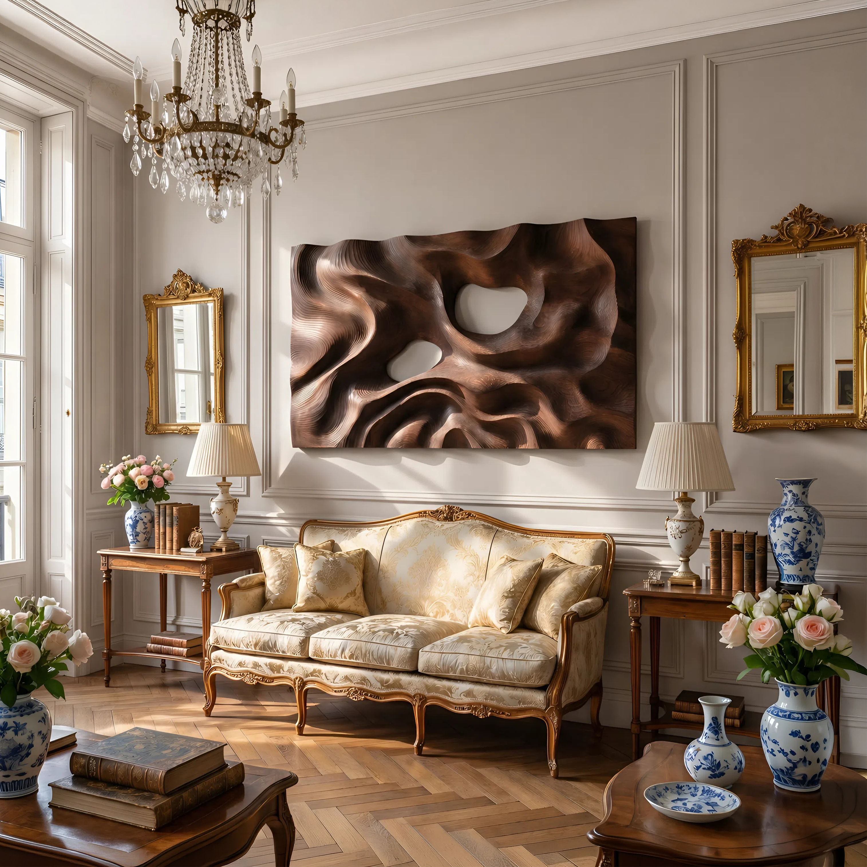 Contemporary Carved Wall Decor Panel For Living Room SILDTTNWA078
