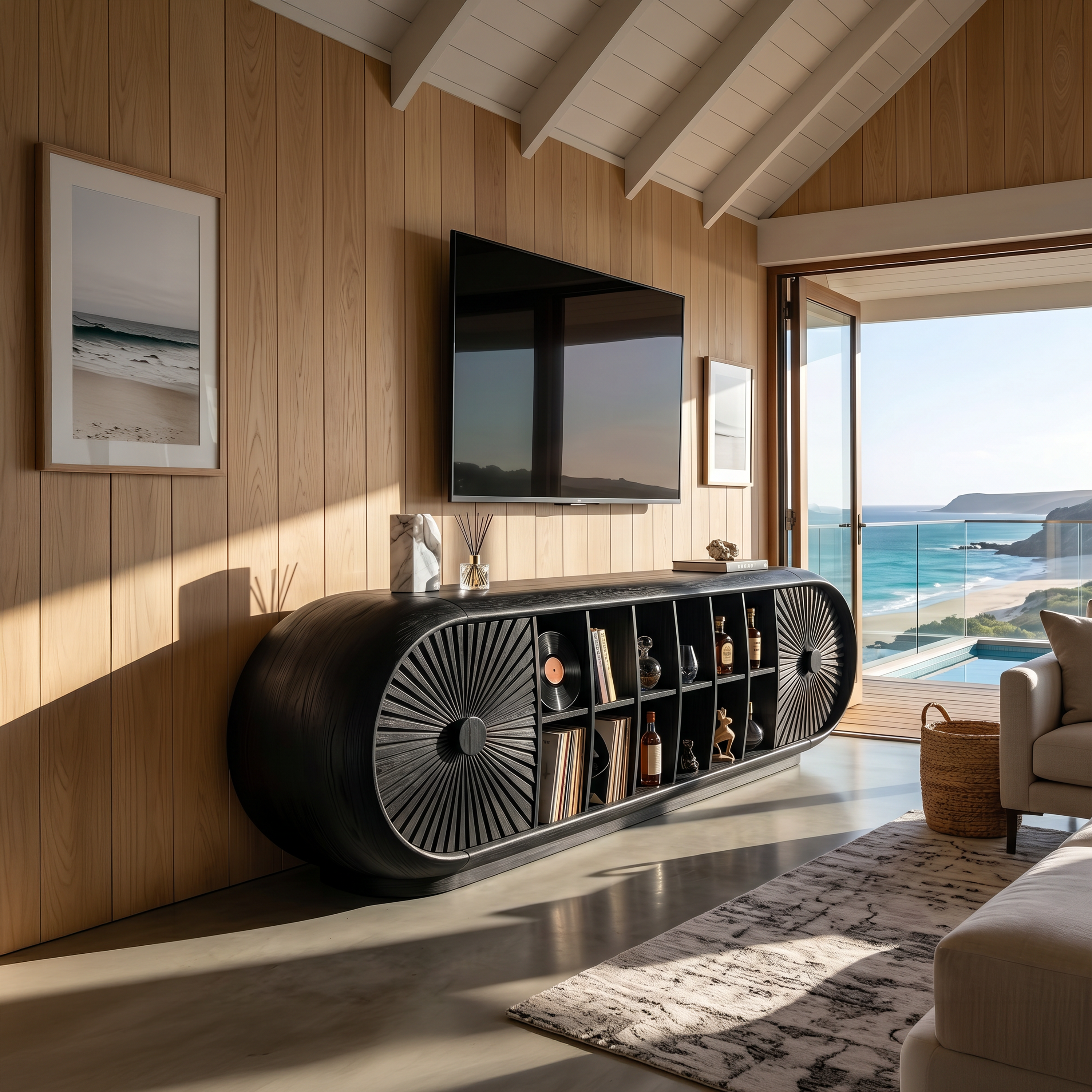 Scandinavian Organic TV Cabinet For Coastal Interior Space SILDTTNTVC151