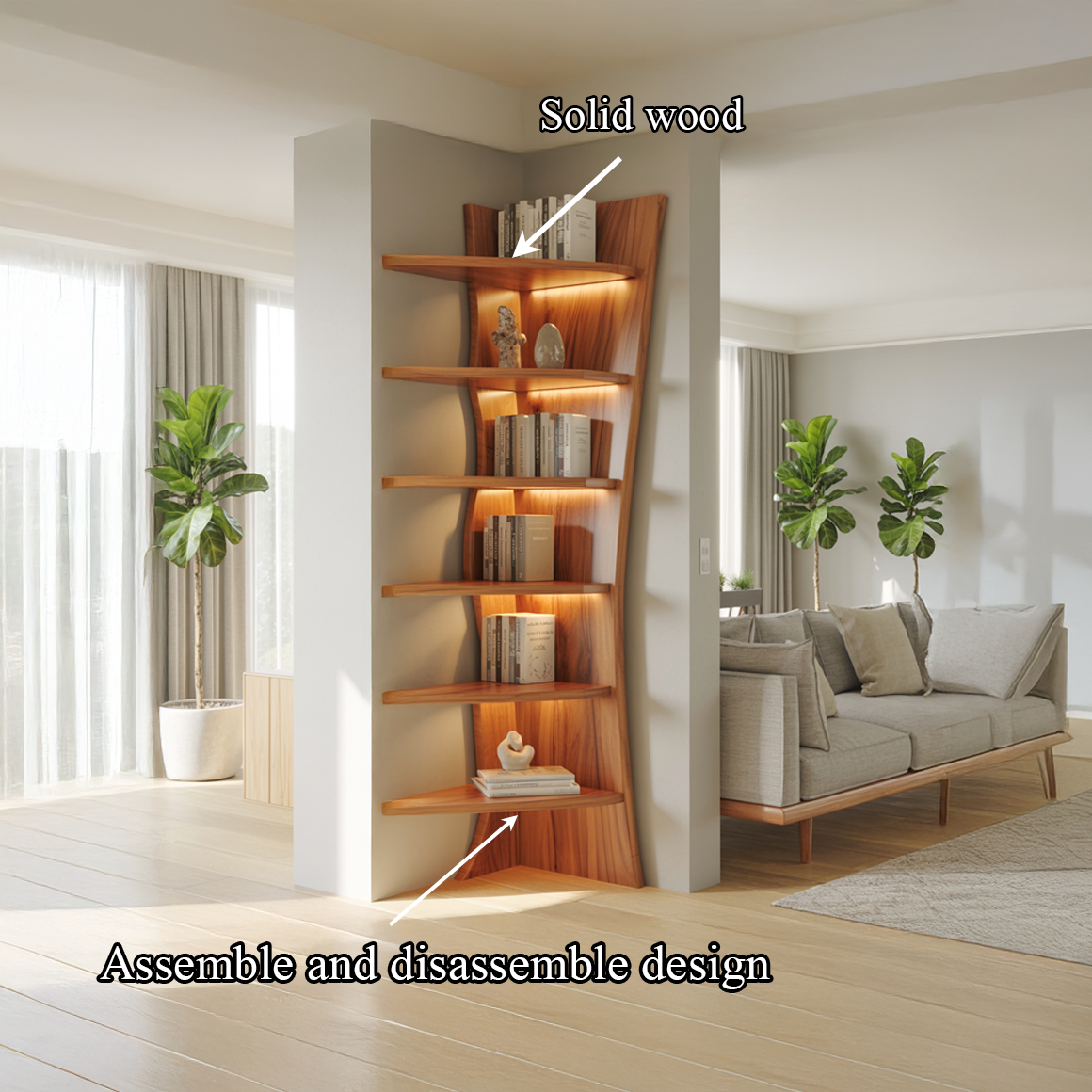 Rustic Corner Bookshelf Decor Cozy Room SINLSASC291