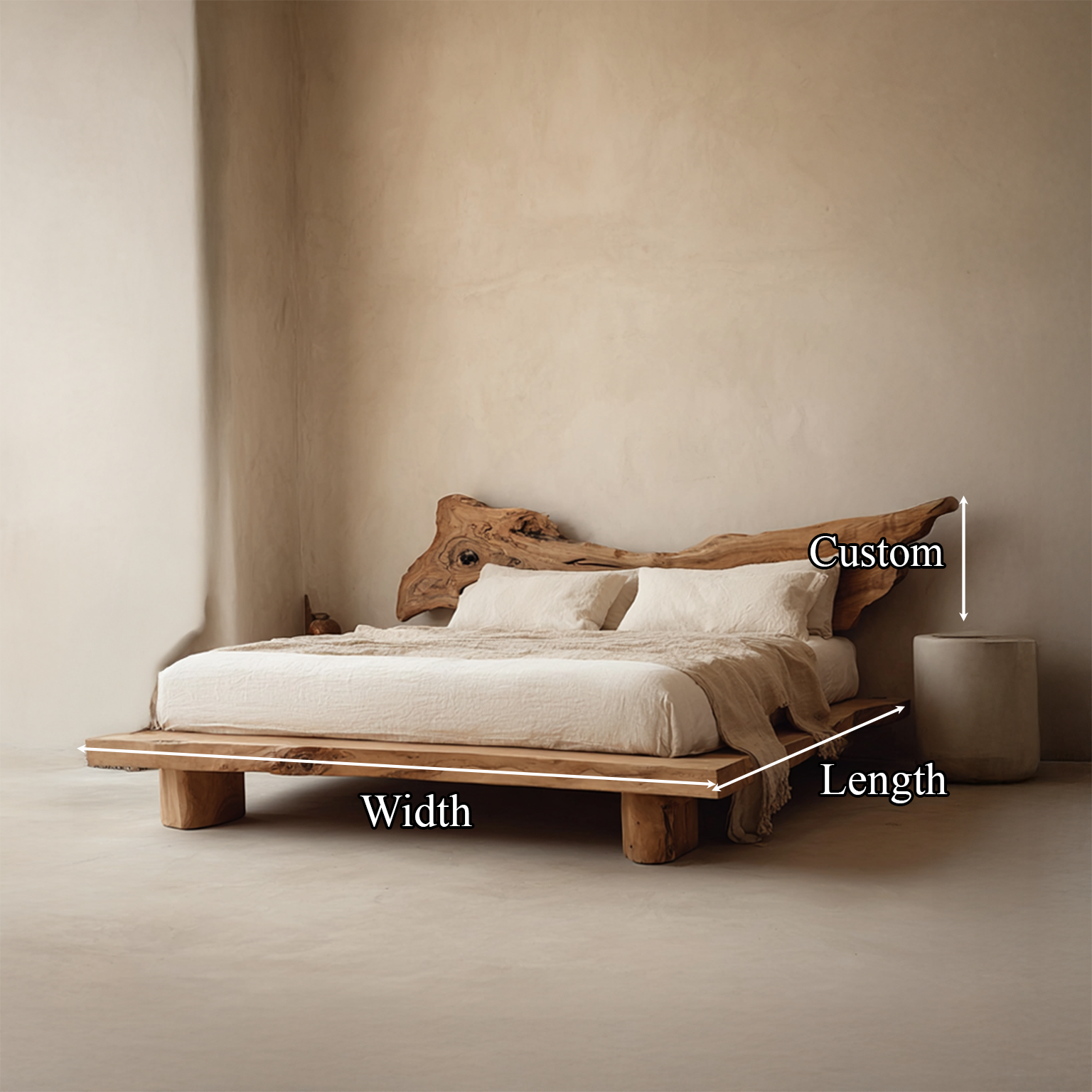 Rustic Platform Bed King Room SINLSAWB020