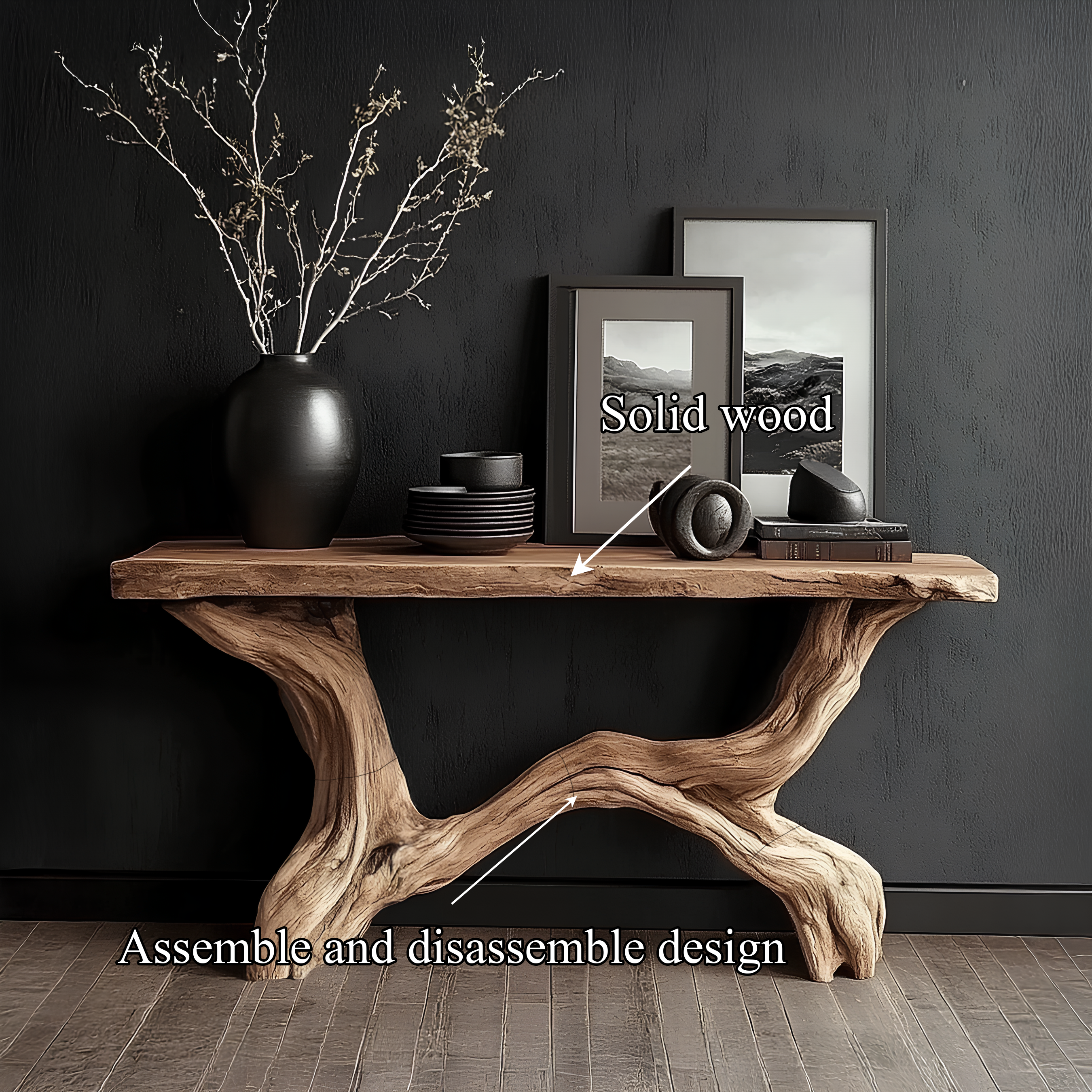 Live Edge Console Table Solid Wood Rustic Driftwood Gift SINLSACS088