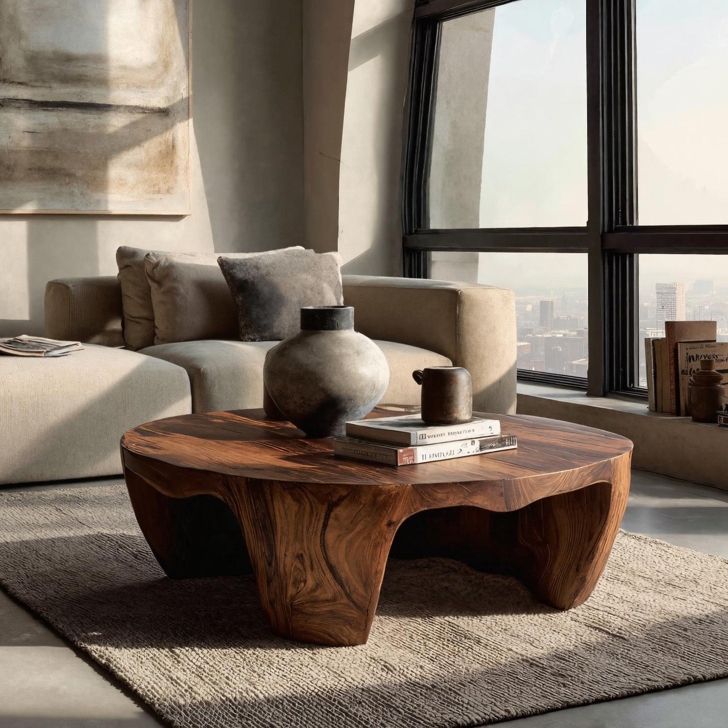 Organic Wooden Coffee Table For Home Interiors RTTHHNCF072