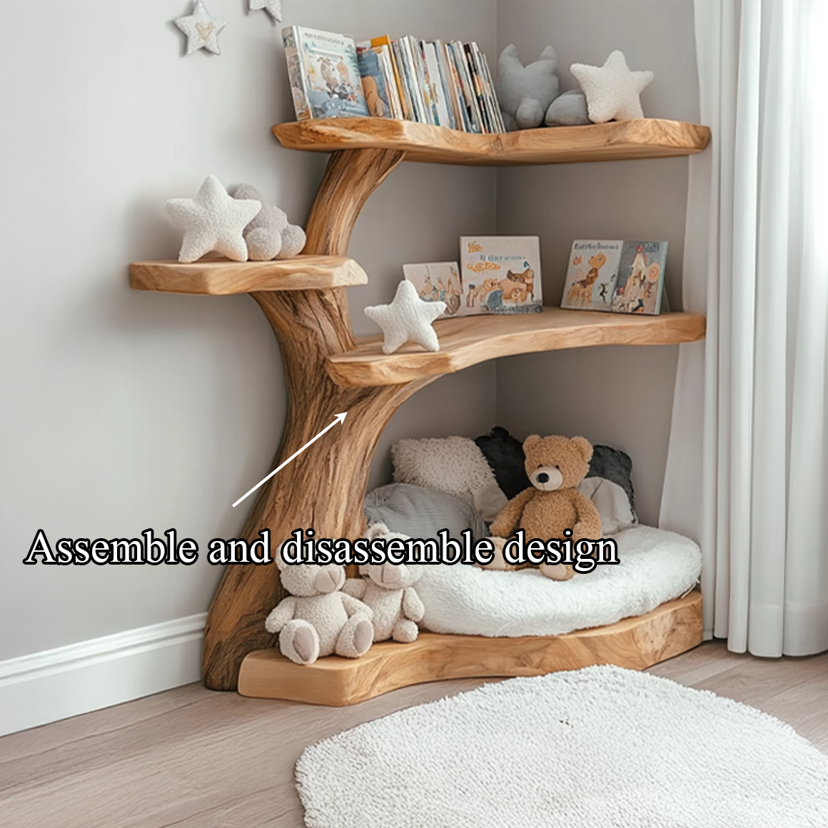 Rustic Corner Tree Bookshelf Kids Room Nursery SINLSATB310