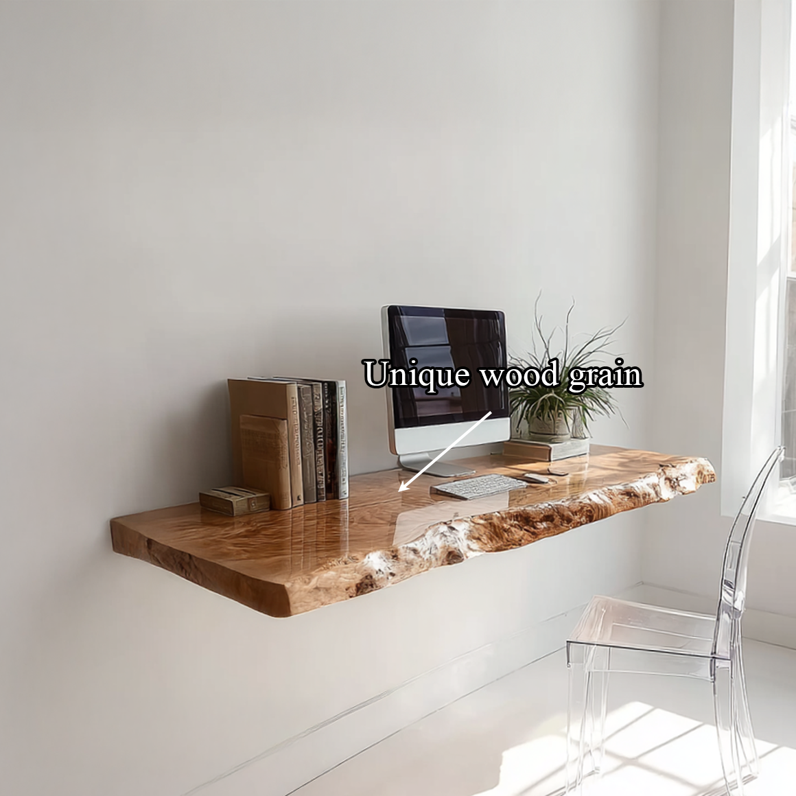 Rustic Live Edge Wall Mounted Desk Office Or Living Room SINLSAFL285