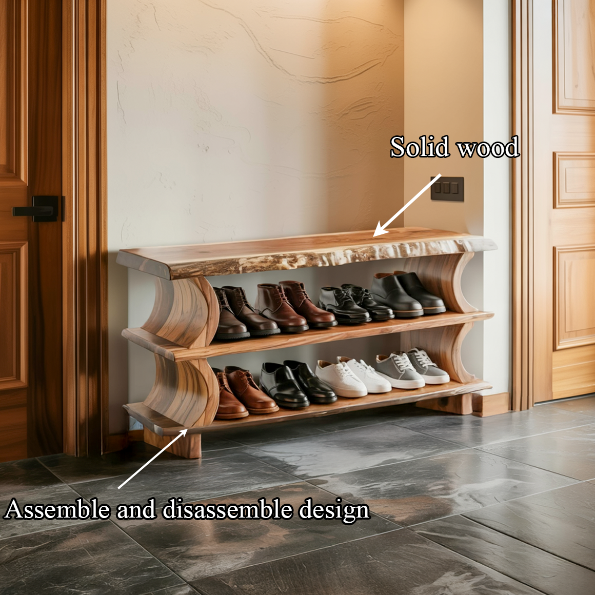 Artistic Wave Shoe Stand Mudroom And Entryway SINLSASB081