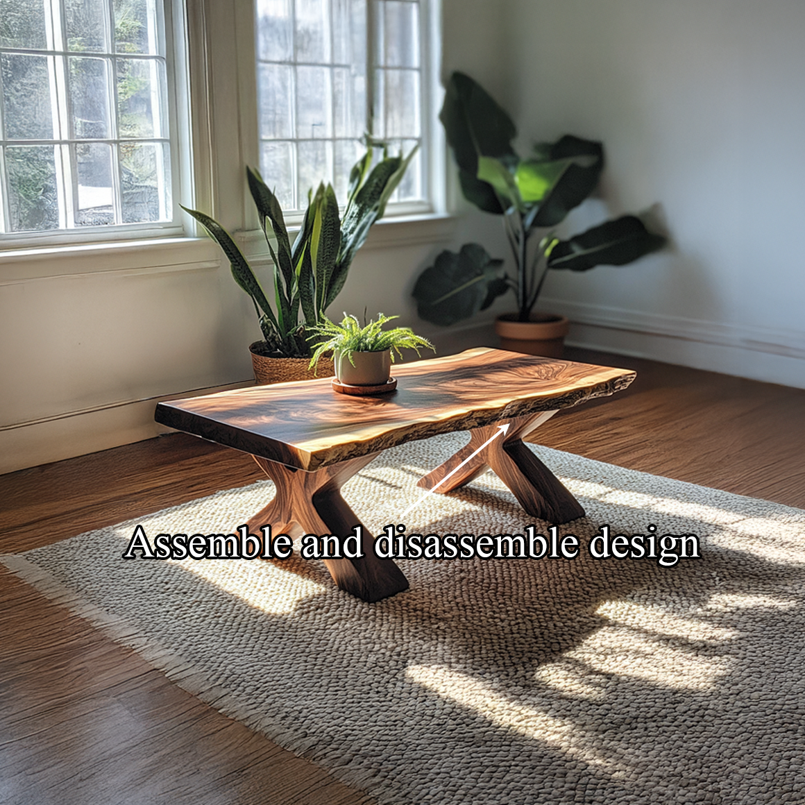 Rustic Live Edge Coffee Table Natural Wood Living Room Family Room SINLSACF184