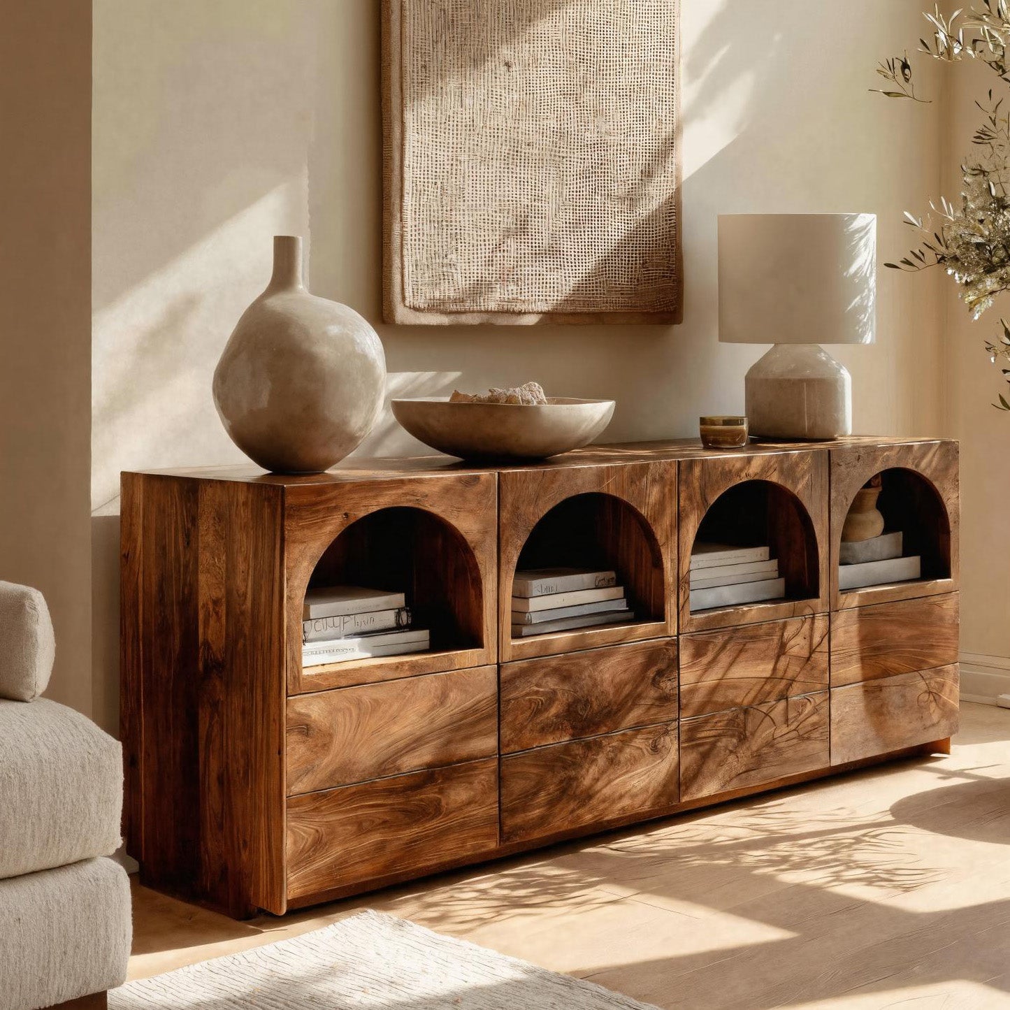 Arched Niche Wooden Sideboard For Living Room RTTHHNSD032