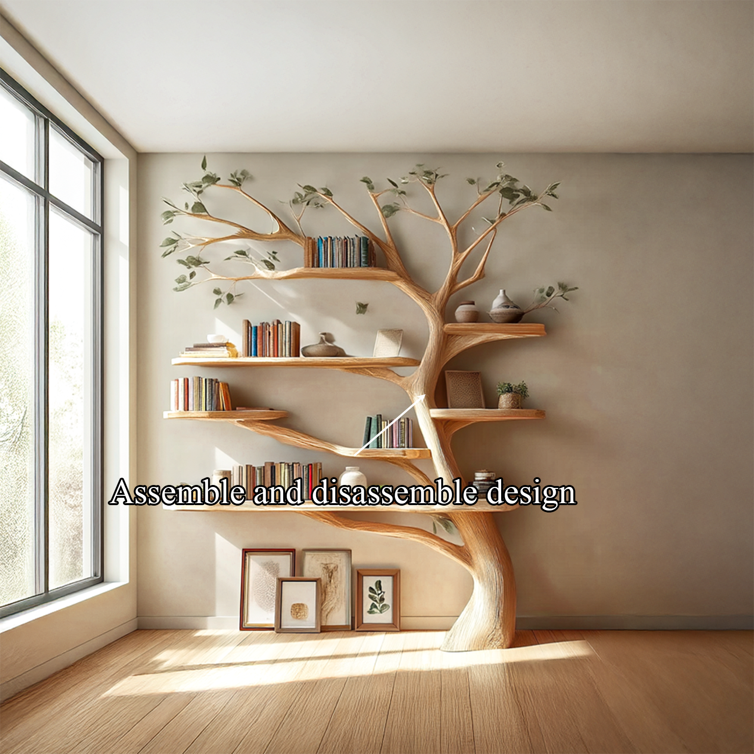 Midcentury Tree Bookshelf Living Room SINLSATB232