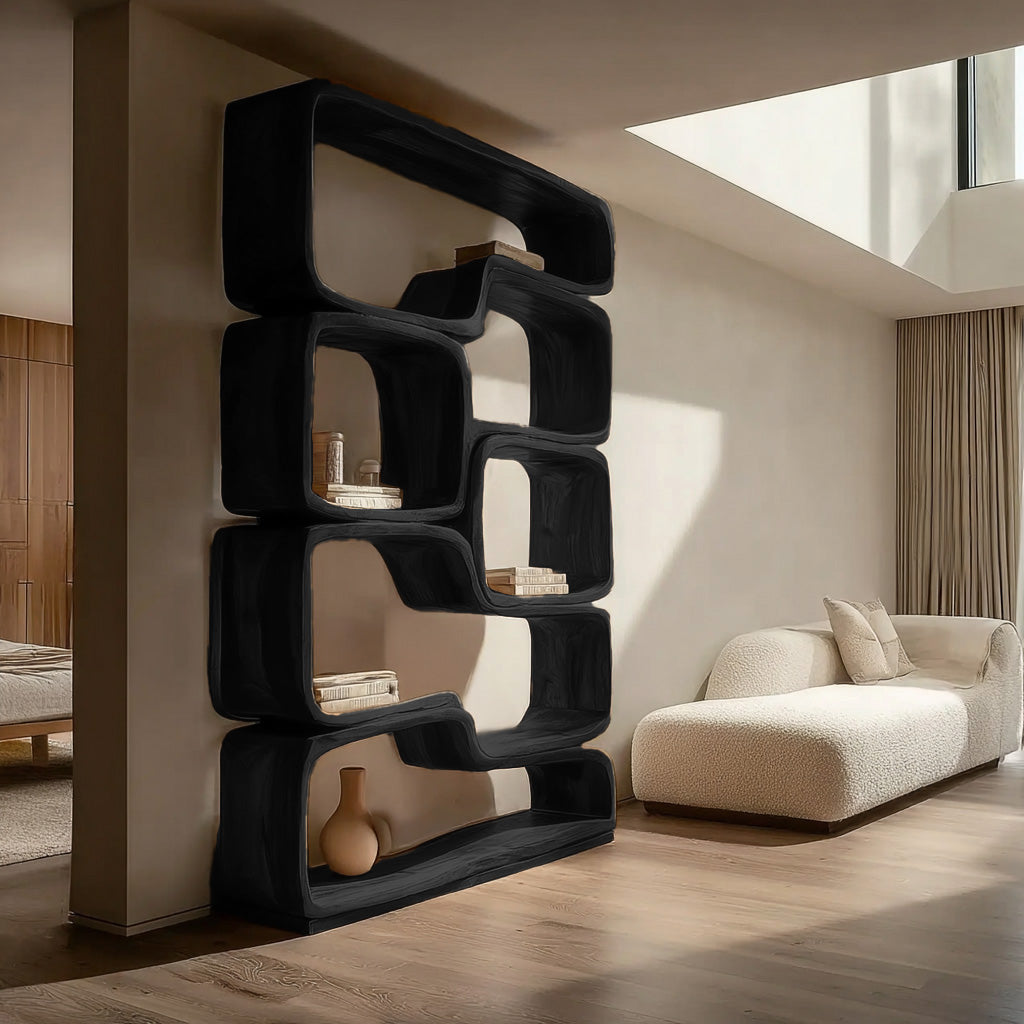 Contemporary Sculptural Natural Wood Bookshelf For Living Room RTTHHNBS163