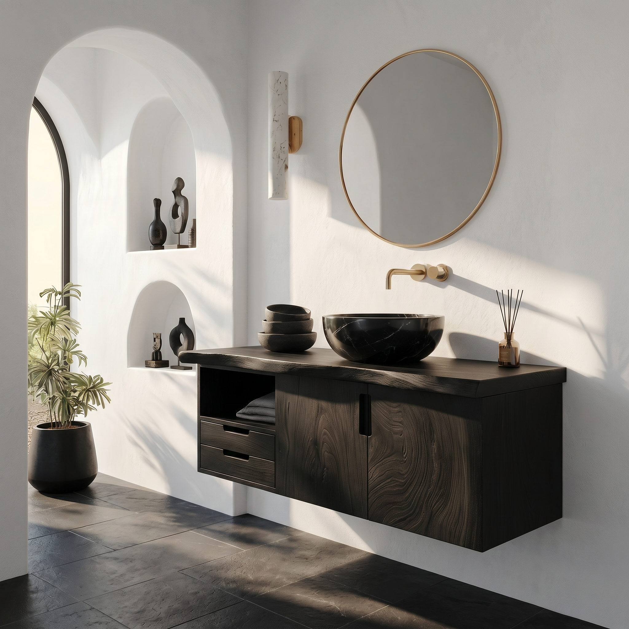 Modern Double Sink Vanity Lake House Bathroom SILDTTRBRV196