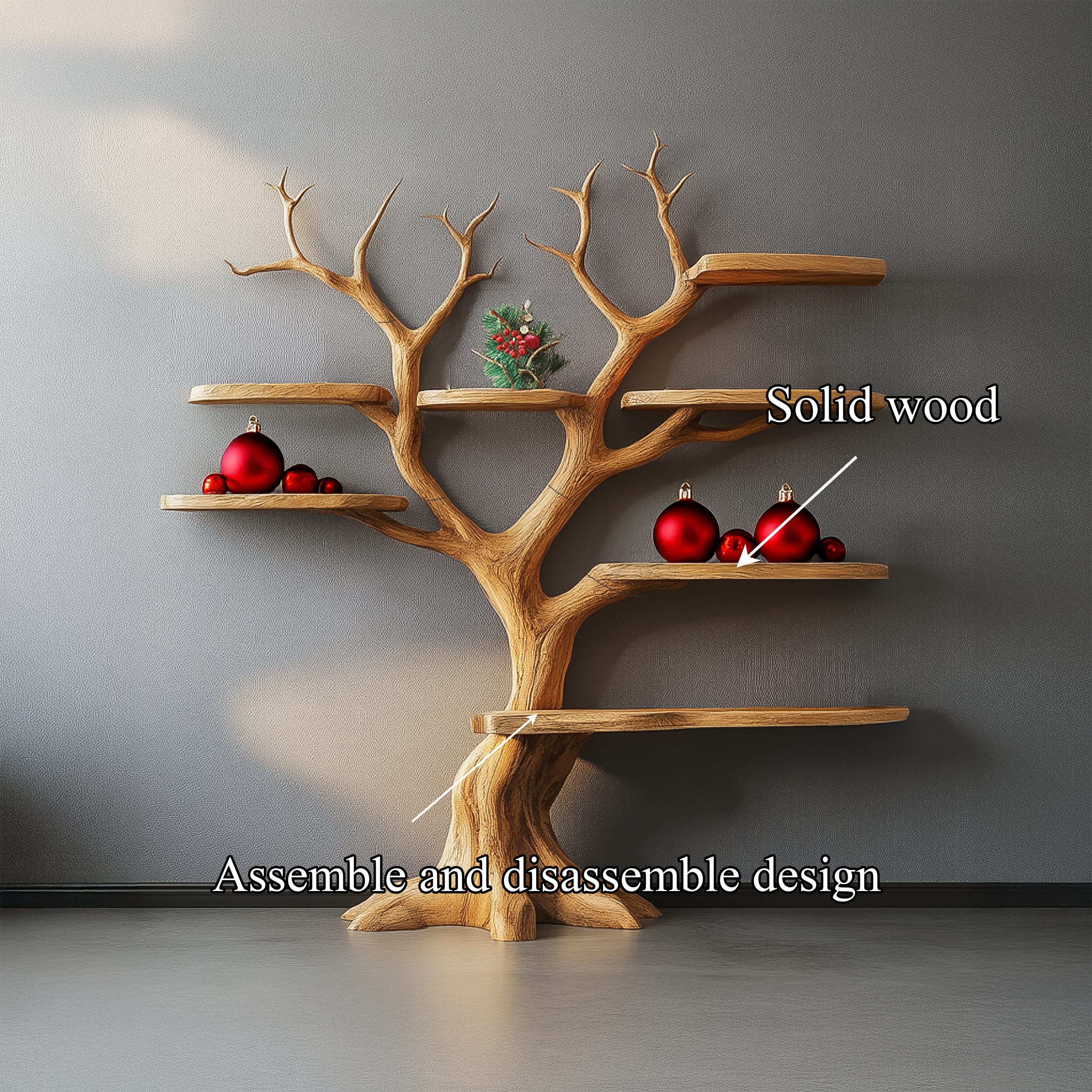 Rustic Tree Bookshelf Artistic Christmas Wall Decor SINLSATB560