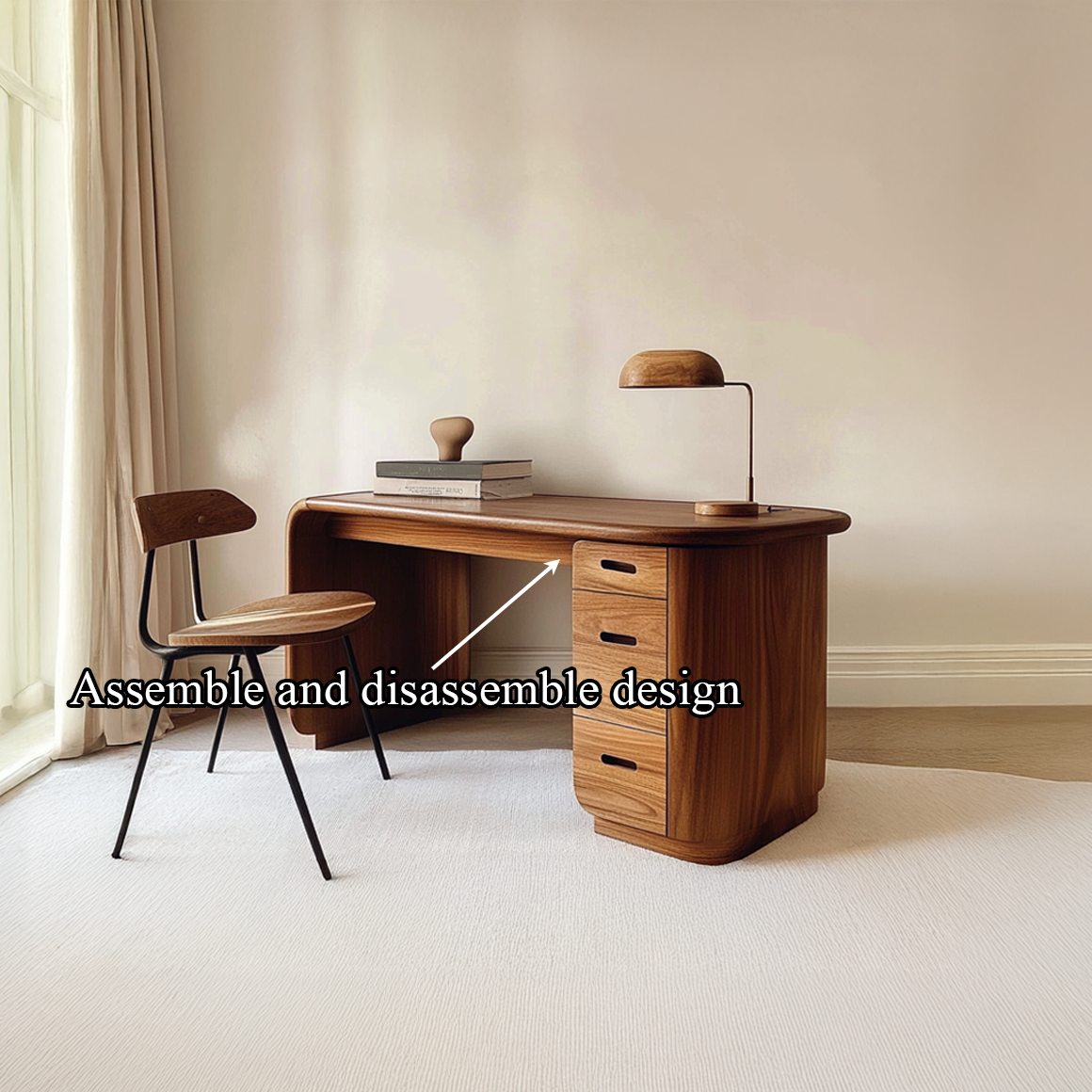 Mid Century Soft Modern Work Desk Bedroom And Home Office SINLSADK053