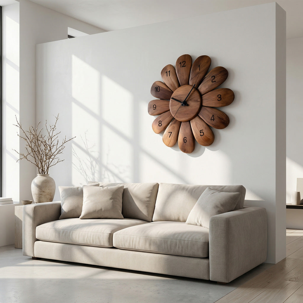 Handcrafted Wooden Wall Clock For Modern Living Room Decor RTTHHNWAC010