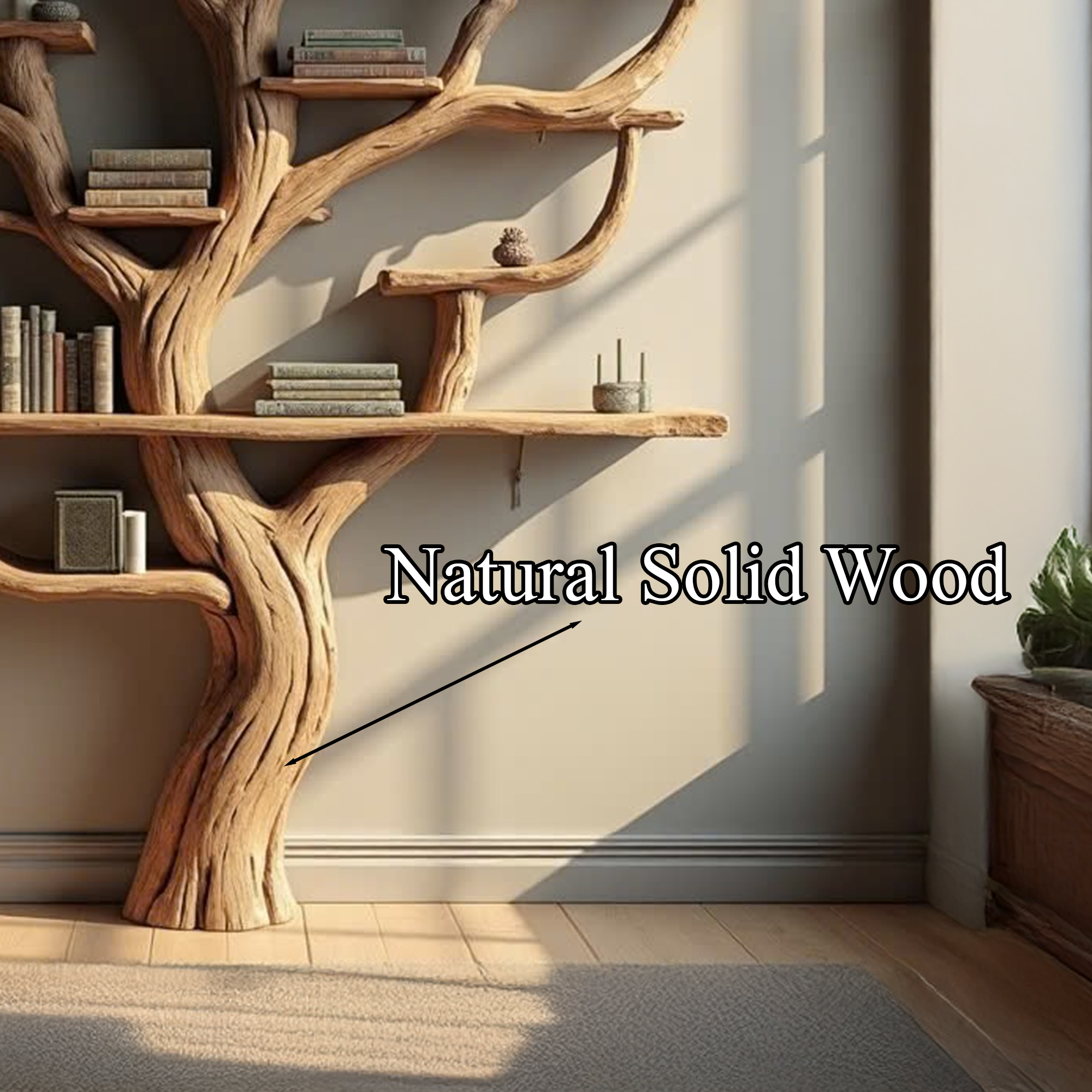 Corner Branch Shelf Wood Bookcase Wall Mounted SINLTB124