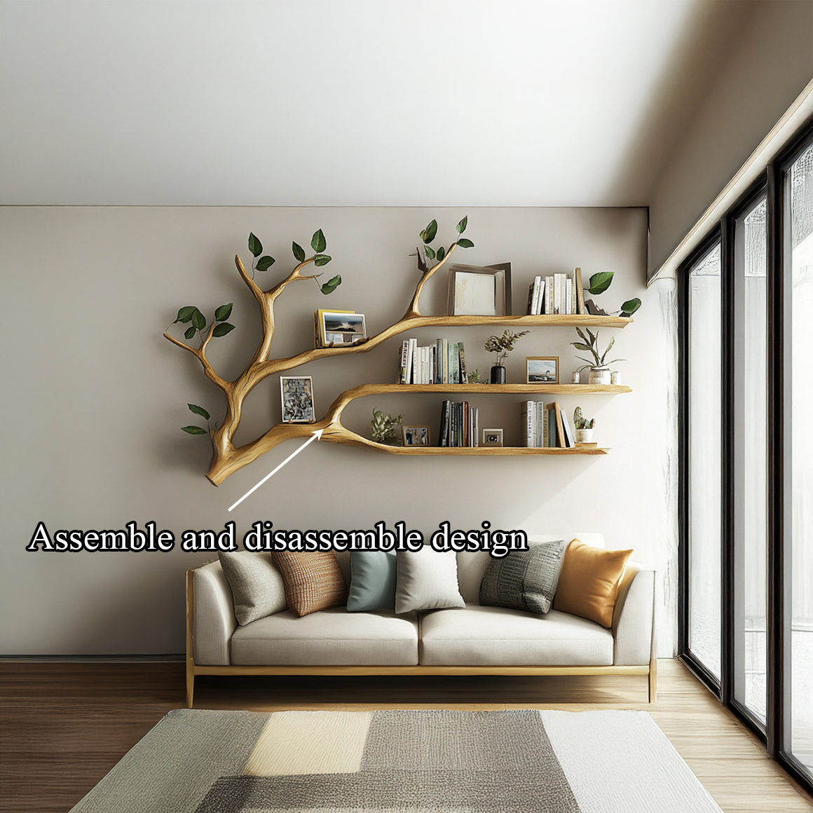 Rustic Wall Mounted Tree Bookshelf Living Room Or Bedroom SINLSATBS032