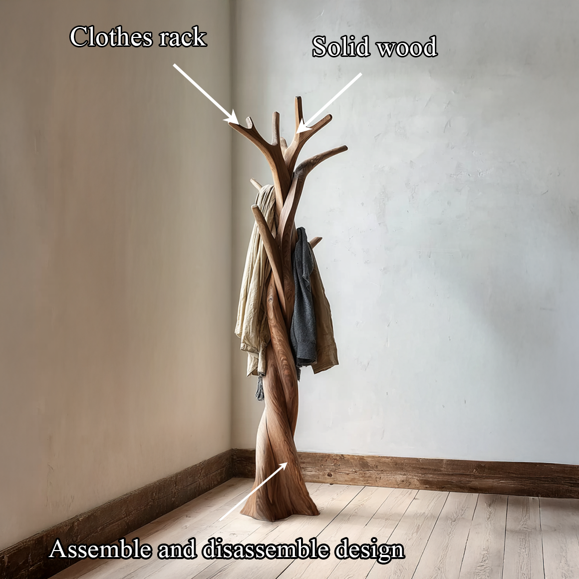 Rustic Twisted Tree Coat Rack Christmas Holiday Entryway Decor SINLSATCR079