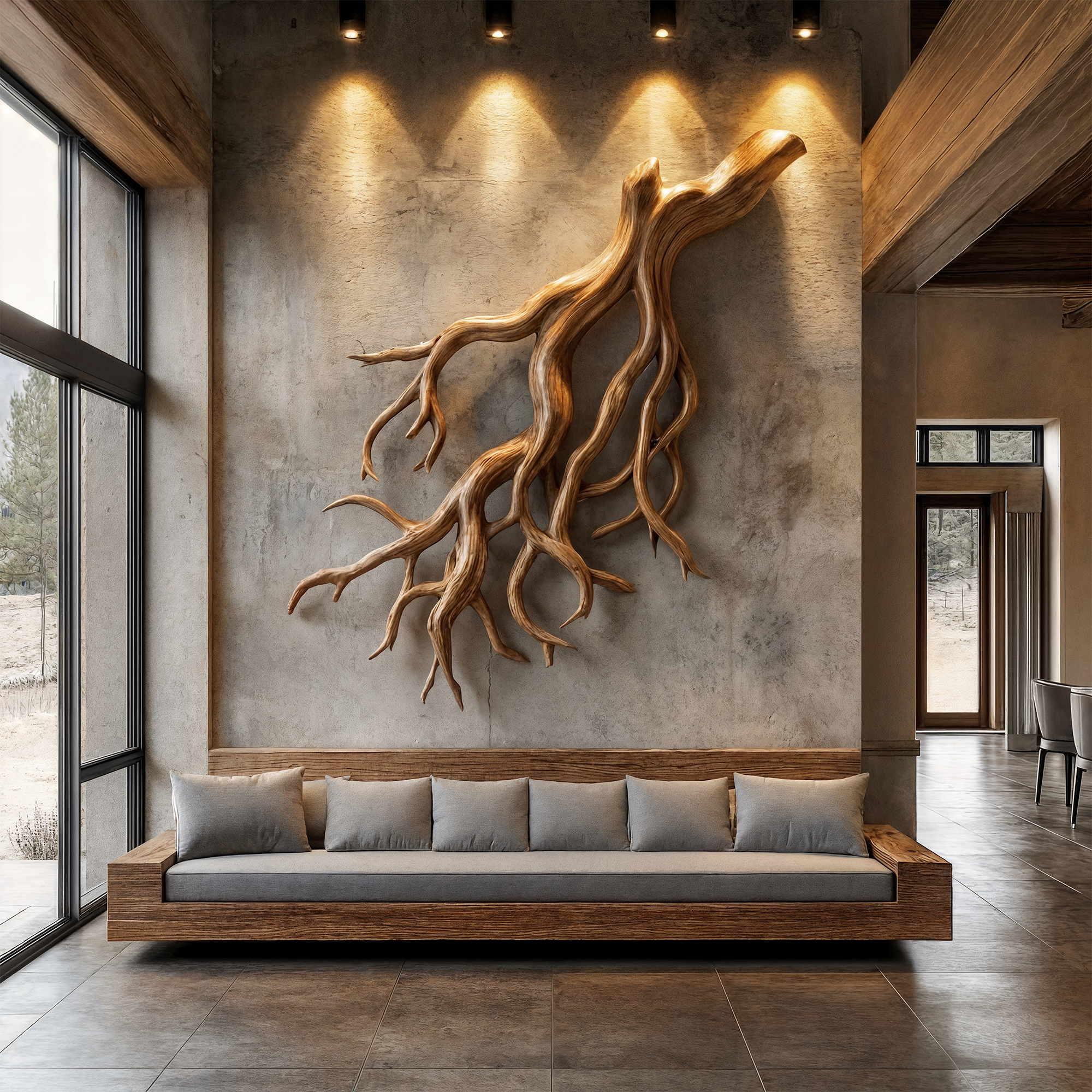 Rustic Tree Root Wall Art Living Room And Lounge SINLKIWD056